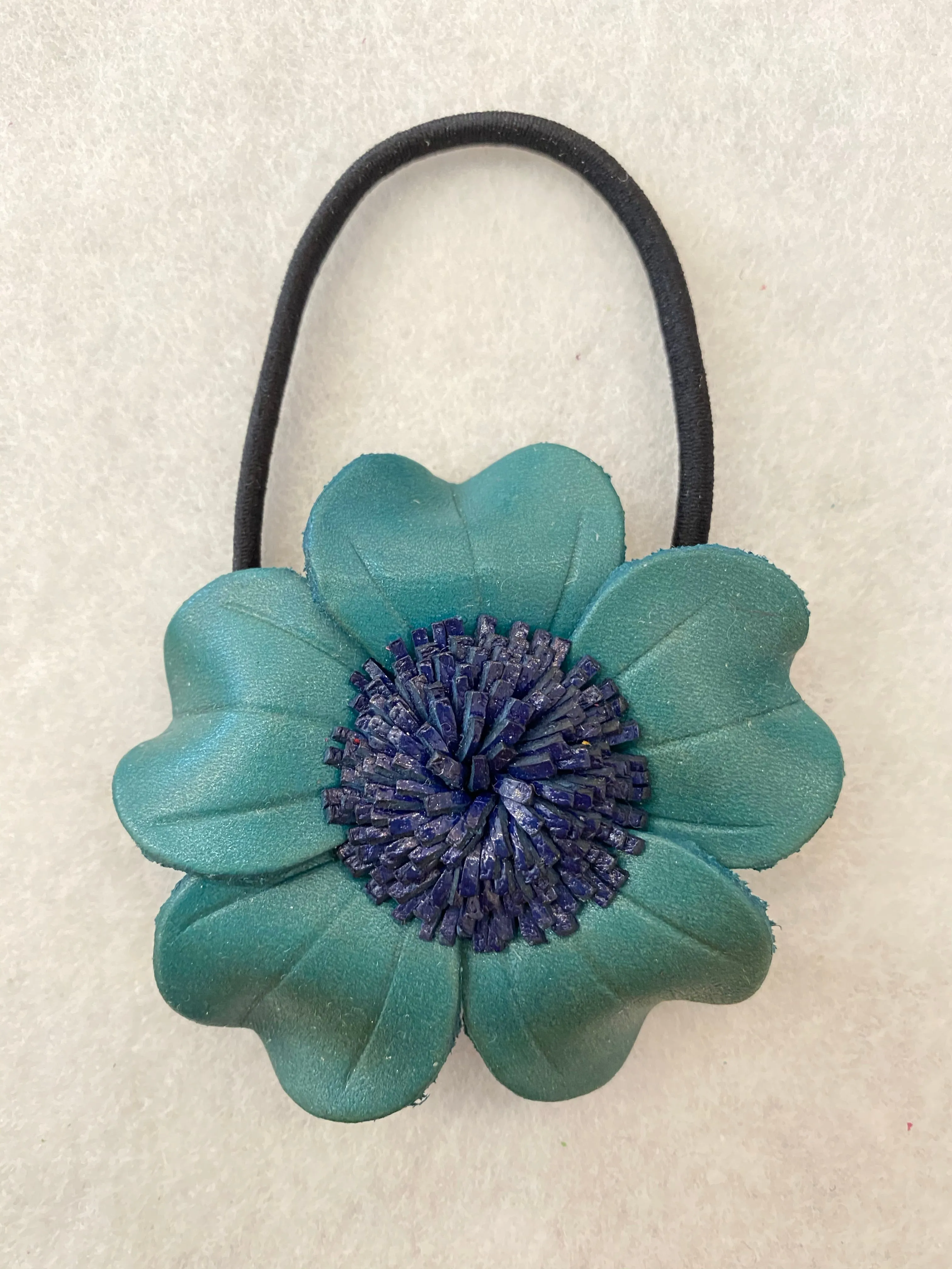 Large Genuine Leather Flower Scrunchies/ Hair Tie