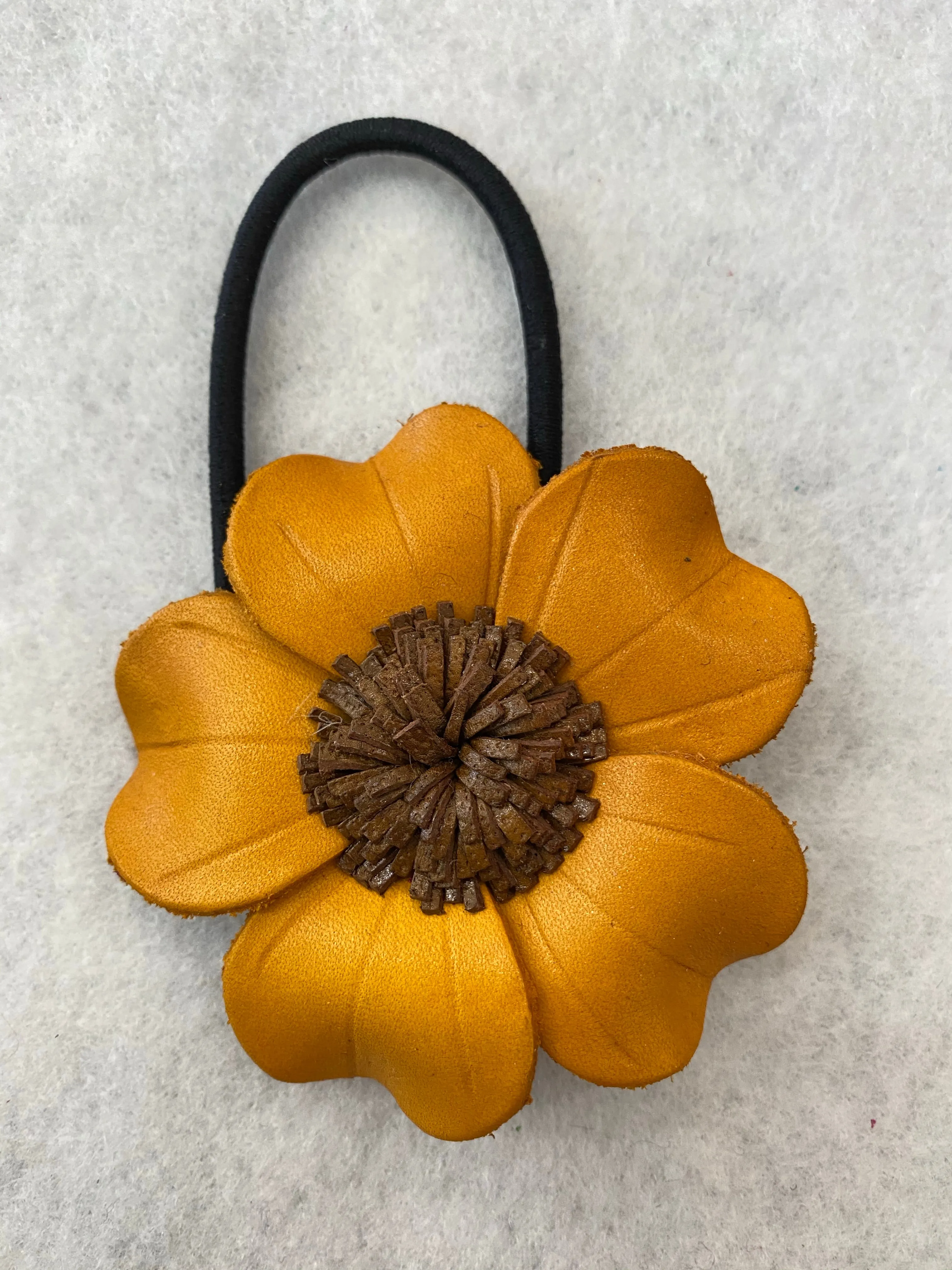 Large Genuine Leather Flower Scrunchies/ Hair Tie