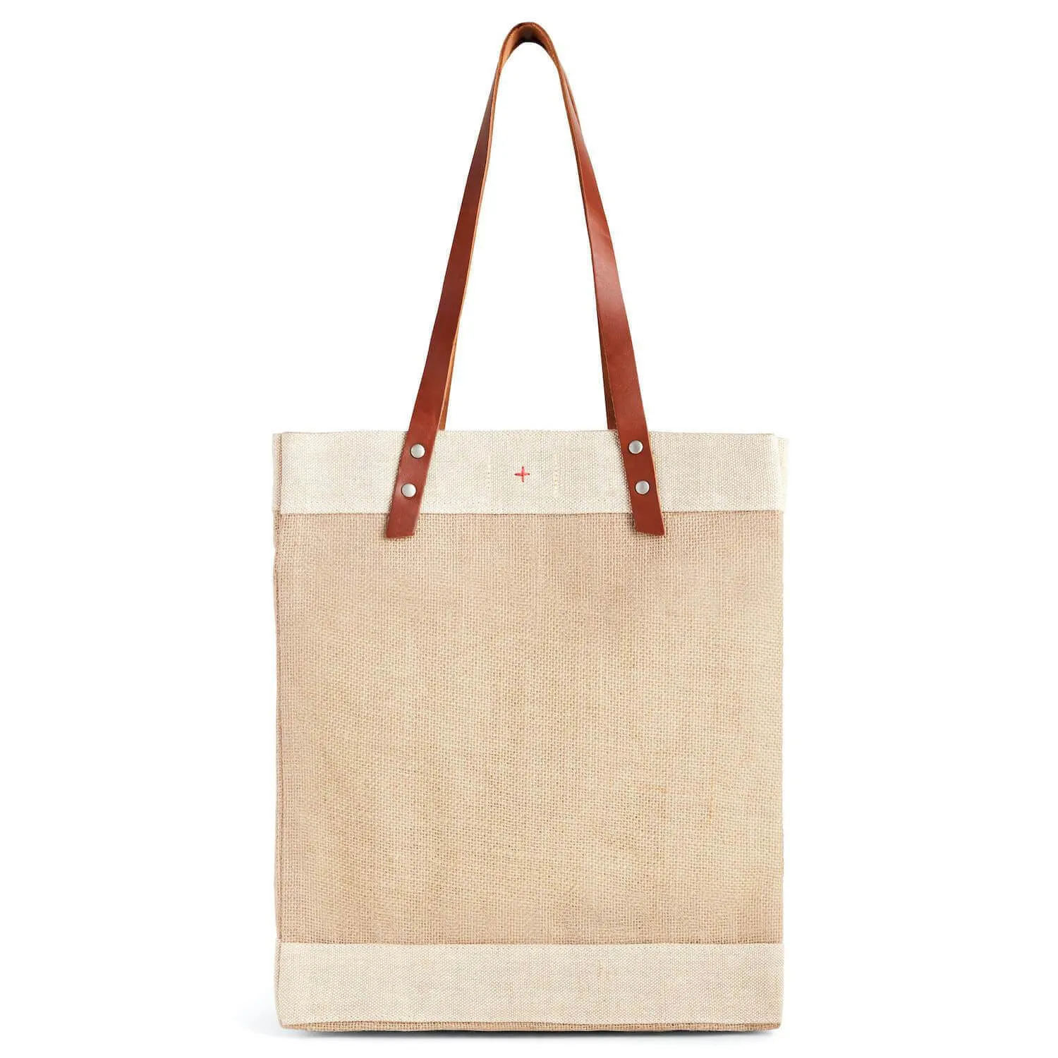 Market Tote in Natural with Black Monogram