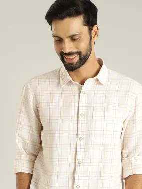 Men Checked Full Sleeve Linen Blend Shirt