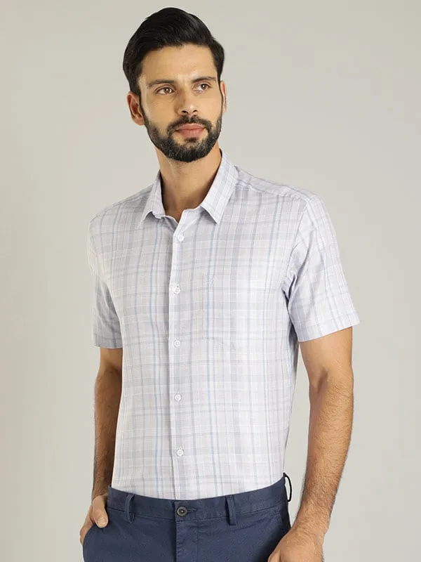 Men Checked Half Sleeve Cotton Blend Shirt