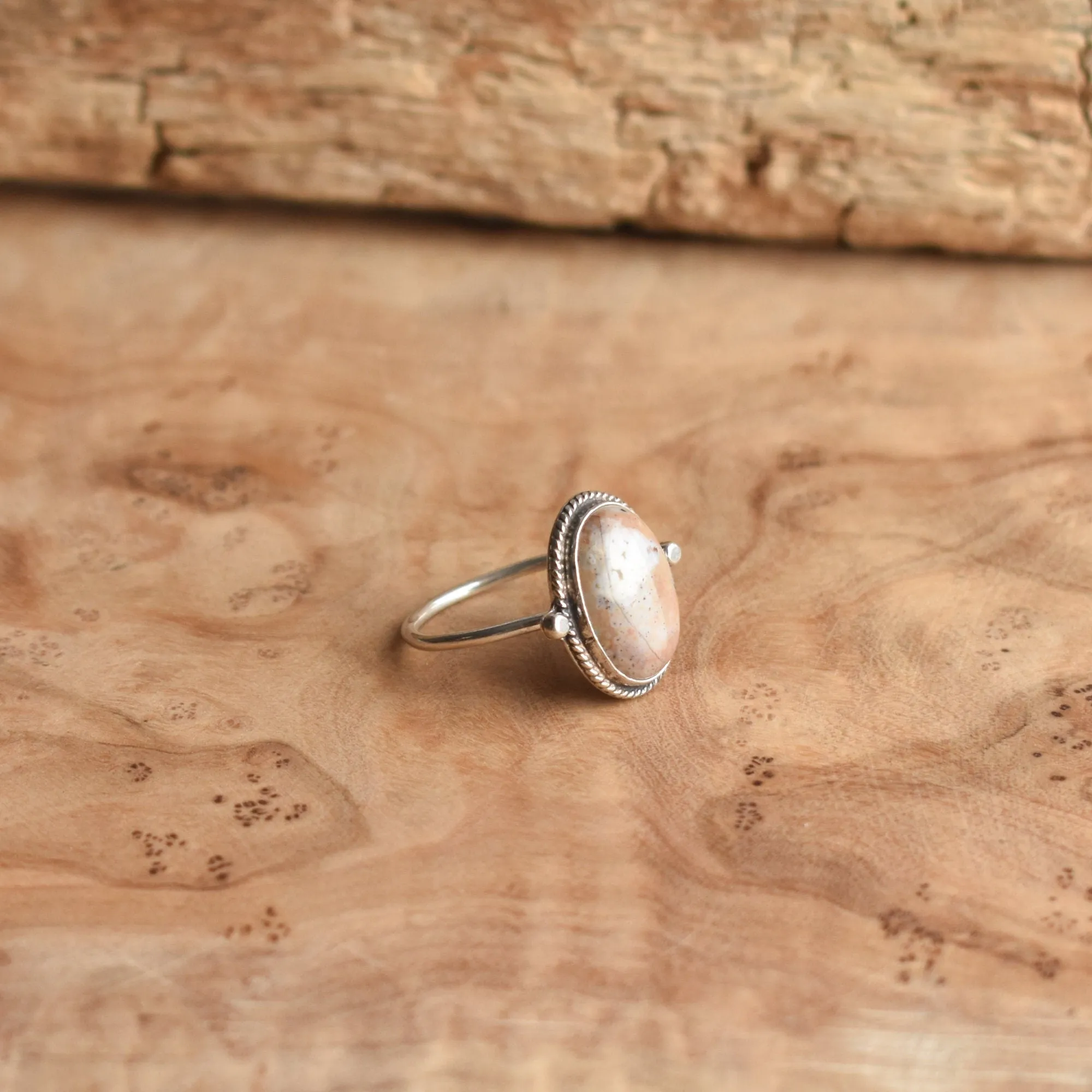 Ocean Jasper Delica Ring -  Delica Ring - Choose your own stone - Sterling Silver Ring