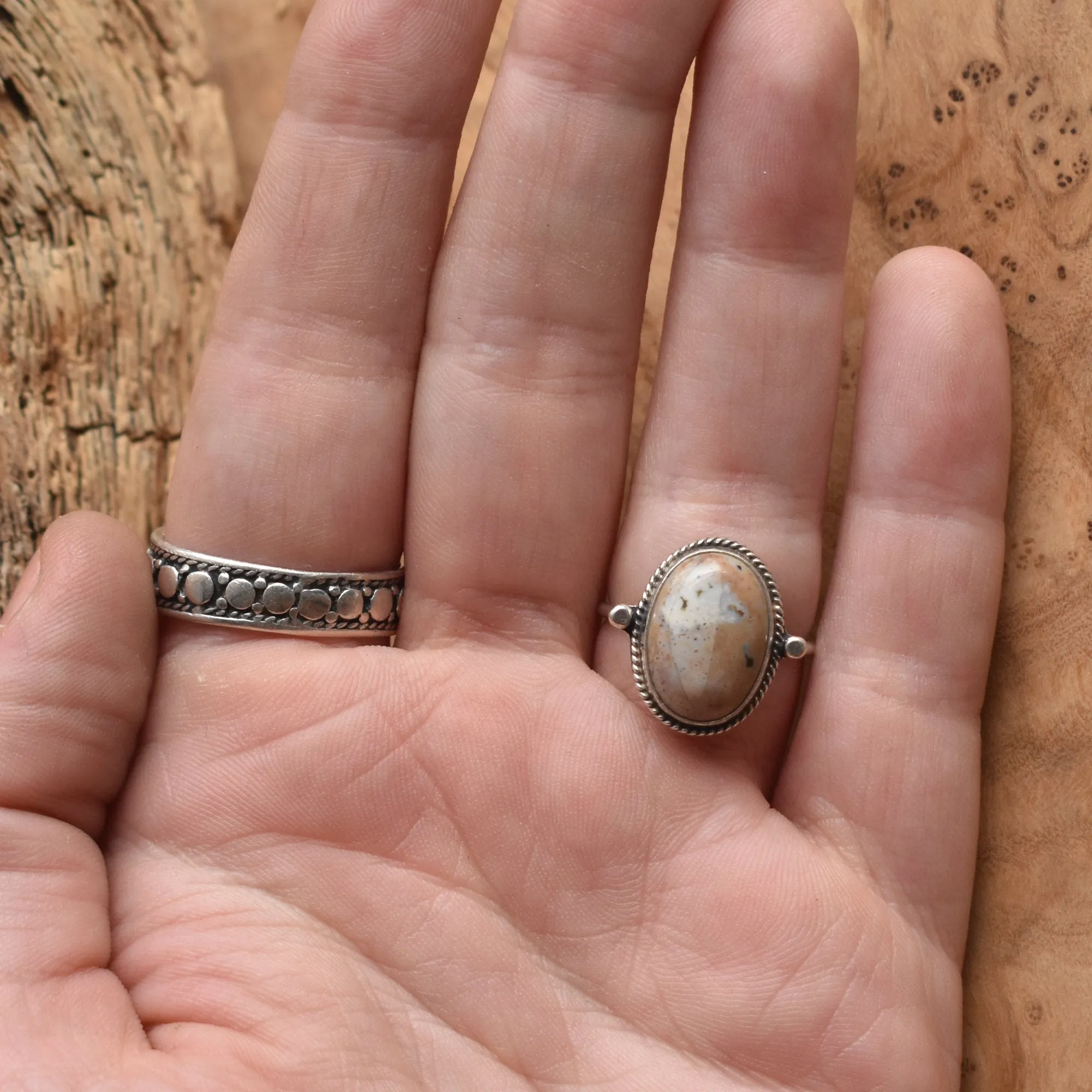 Ocean Jasper Delica Ring -  Delica Ring - Choose your own stone - Sterling Silver Ring