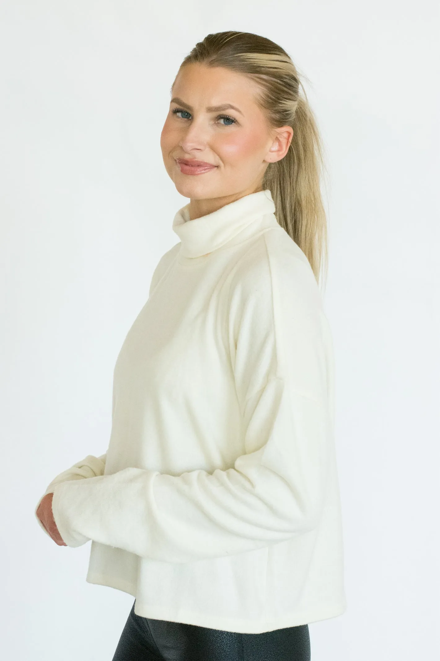 Off We Go Basic Cream Long Sleeve Top