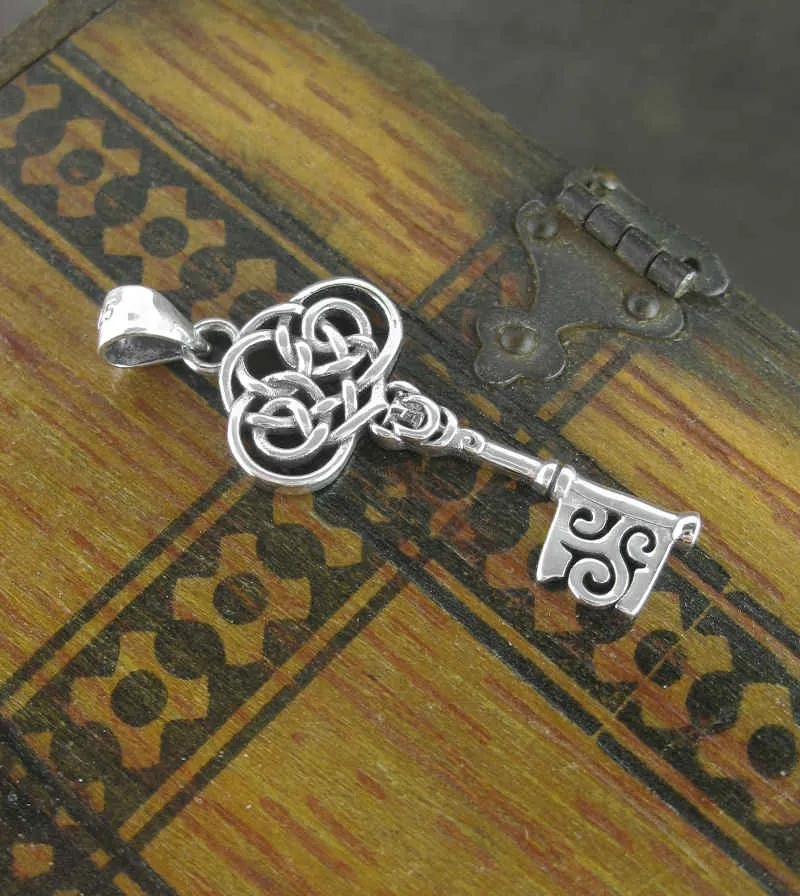 Old-Fashioned Celtic Key With Triskelion Pendant