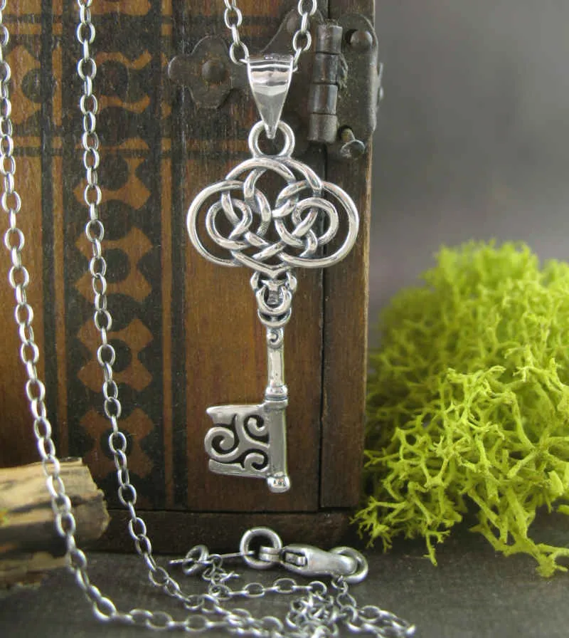 Old-Fashioned Celtic Key With Triskelion Pendant