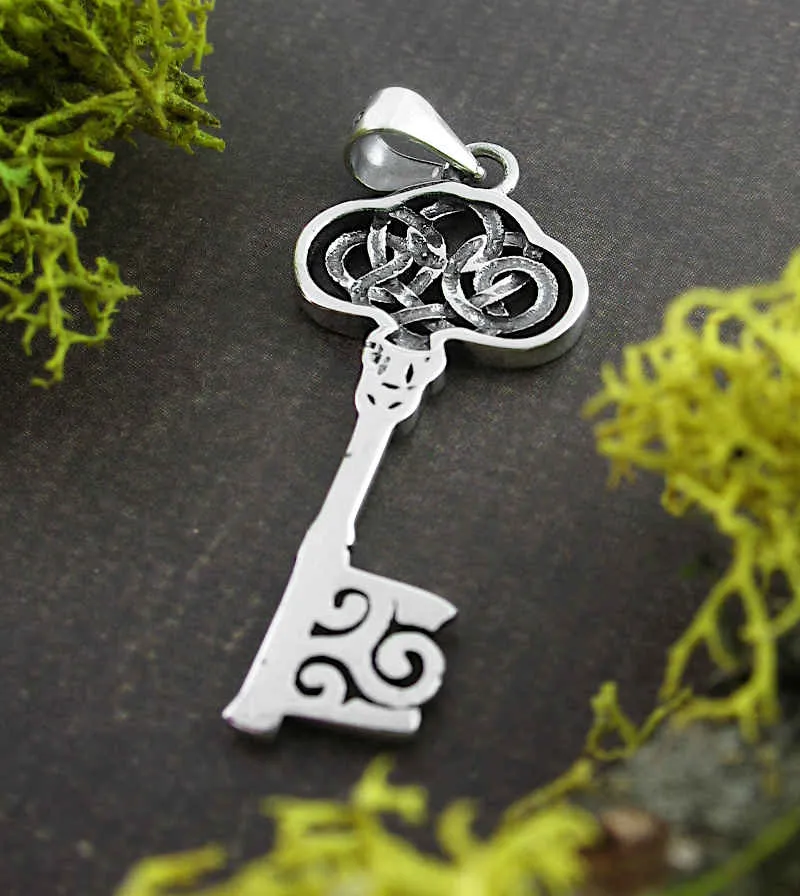 Old-Fashioned Celtic Key With Triskelion Pendant