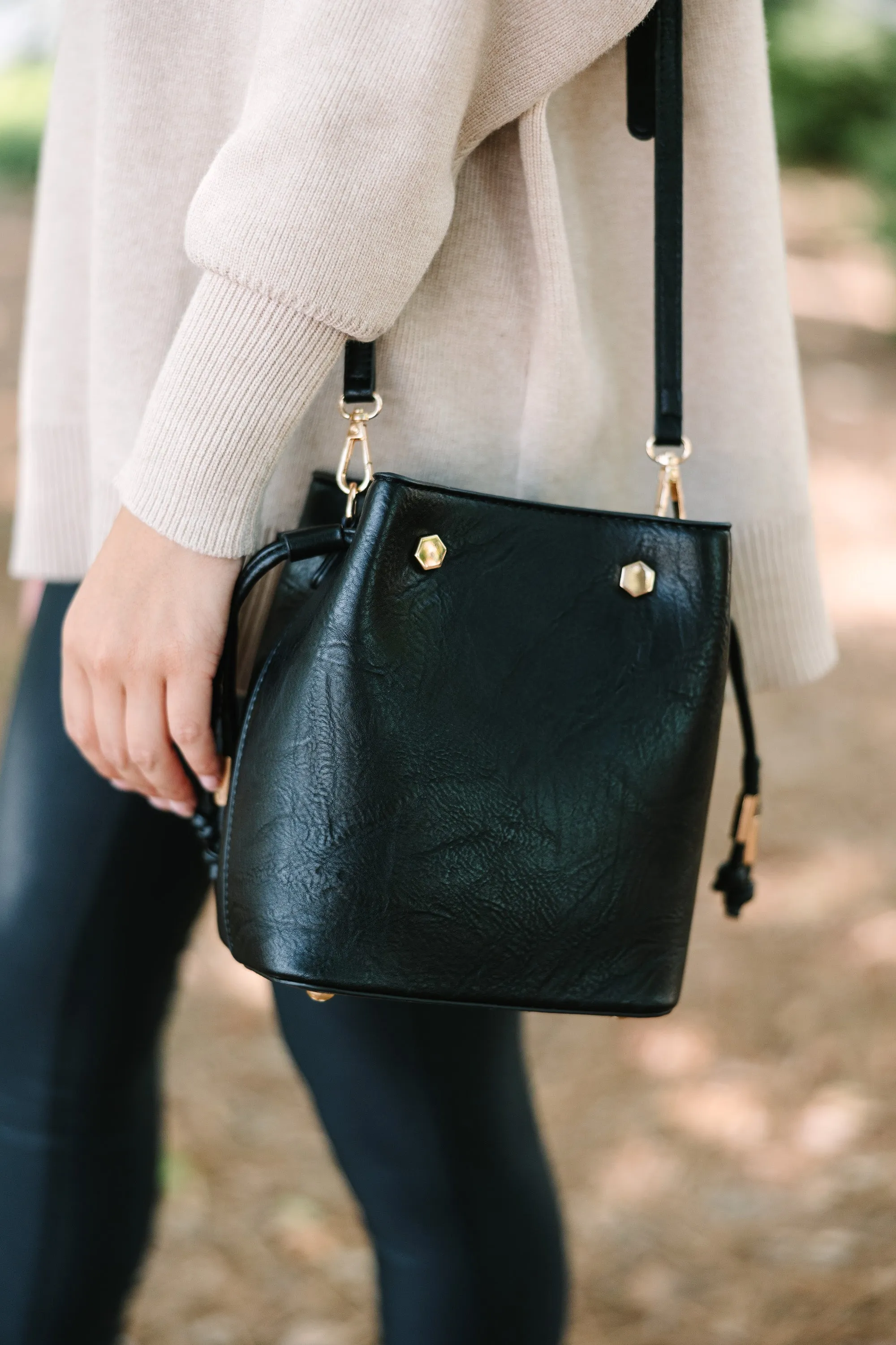 On The Go Black Bucket Bag