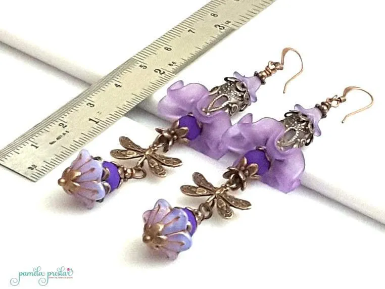 Orchid Ruffle Flower Dragonfly Earring Kit, Make Your Own Earrings