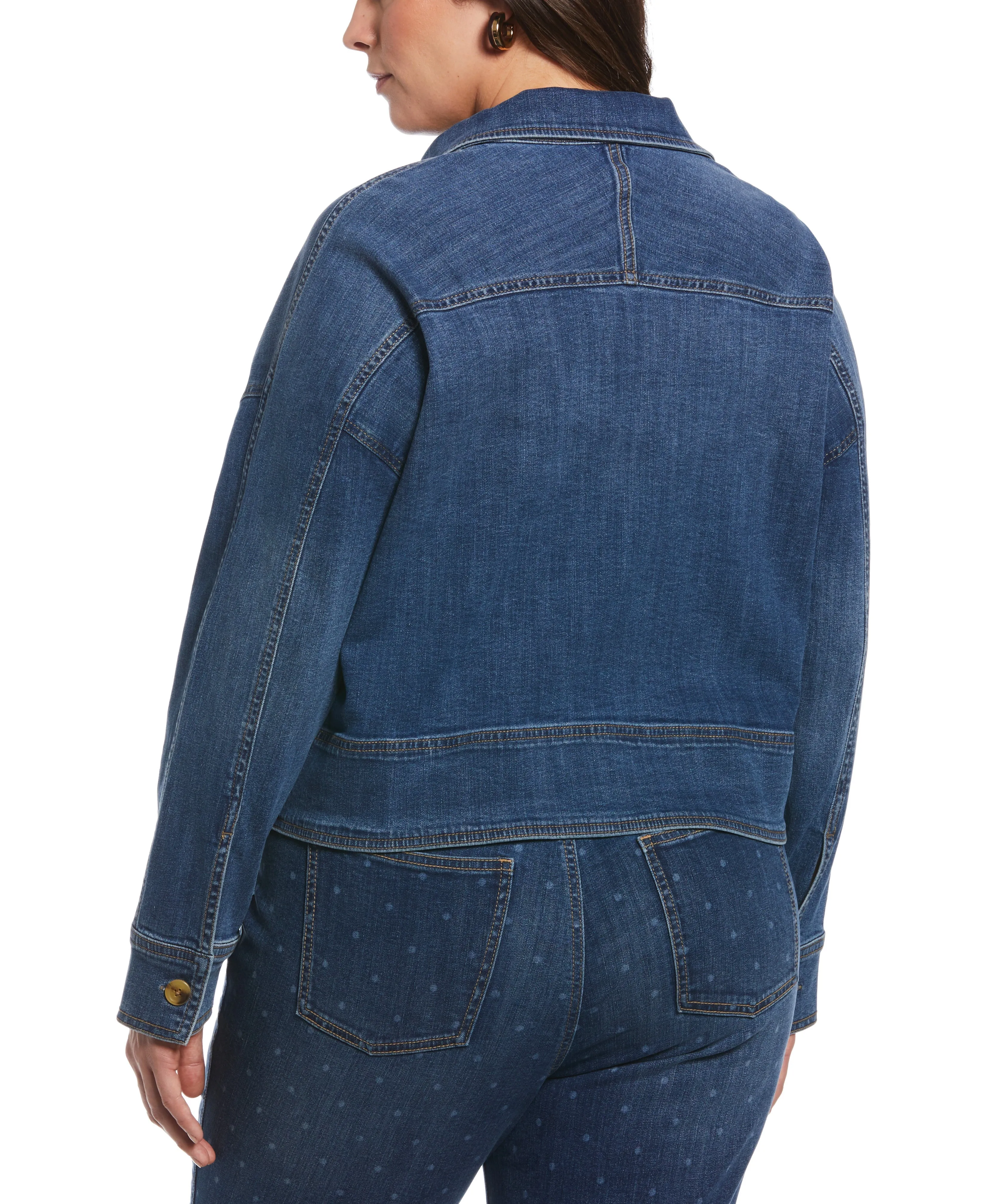 Plus Size Cropped Oversized Denim Jacket