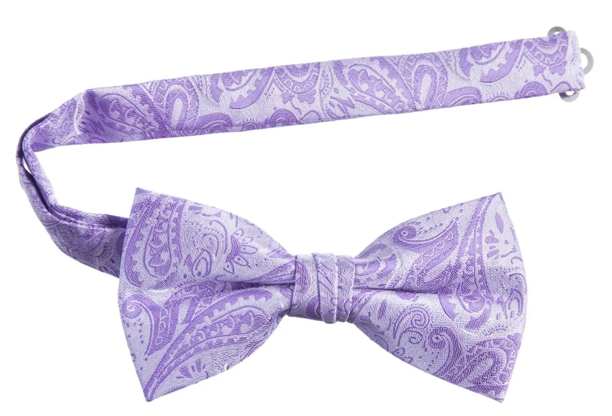 Pre-tied Adjustable Bow Tie of Satin Paisley Jacquard