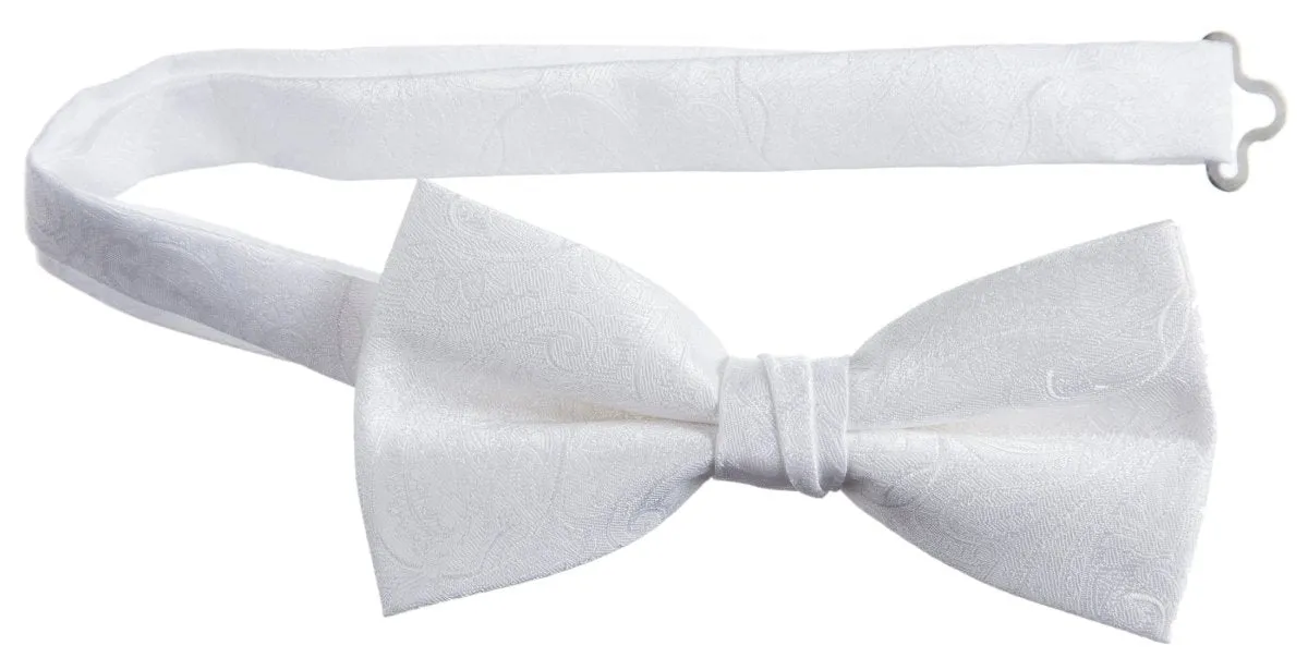 Pre-tied Adjustable Bow Tie of Satin Paisley Jacquard