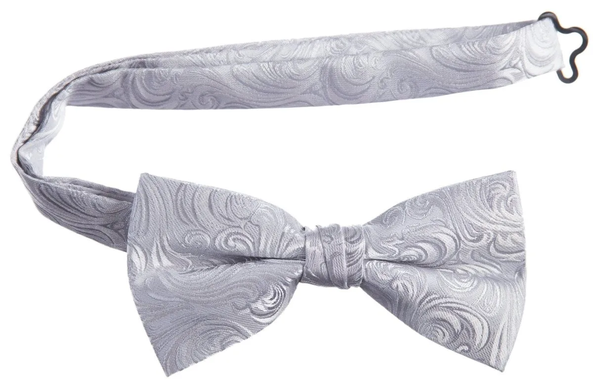 Pre-tied Adjustable Bow Tie of Satin Paisley Jacquard