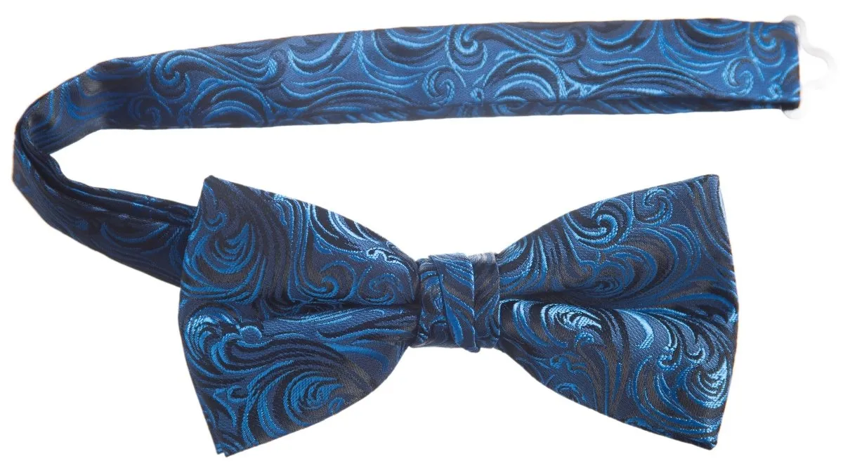 Pre-tied Adjustable Bow Tie of Satin Paisley Jacquard