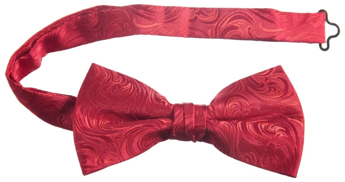 Pre-tied Adjustable Bow Tie of Satin Paisley Jacquard