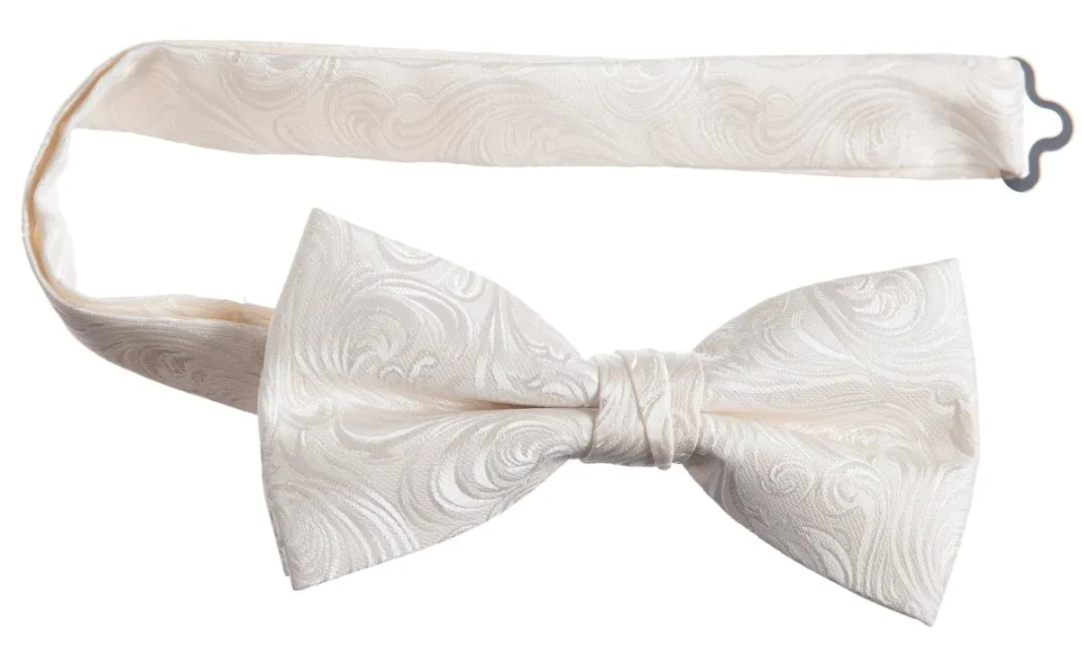 Pre-tied Adjustable Bow Tie of Satin Paisley Jacquard