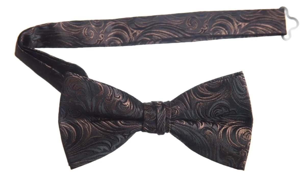 Pre-tied Adjustable Bow Tie of Satin Paisley Jacquard