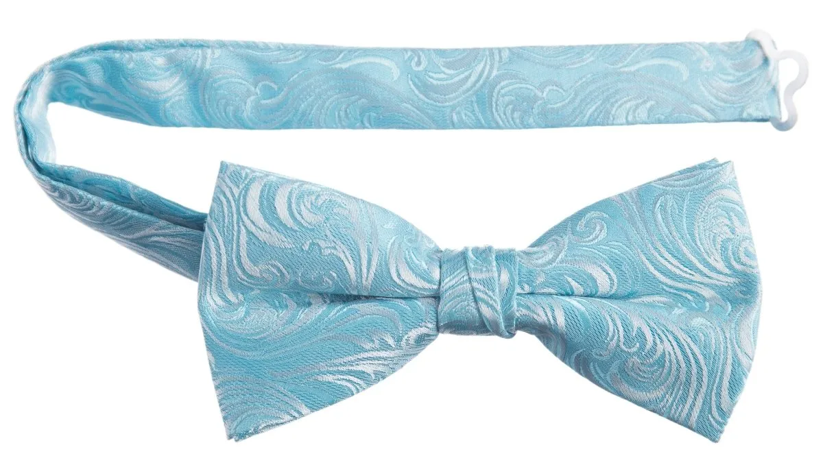 Pre-tied Adjustable Bow Tie of Satin Paisley Jacquard