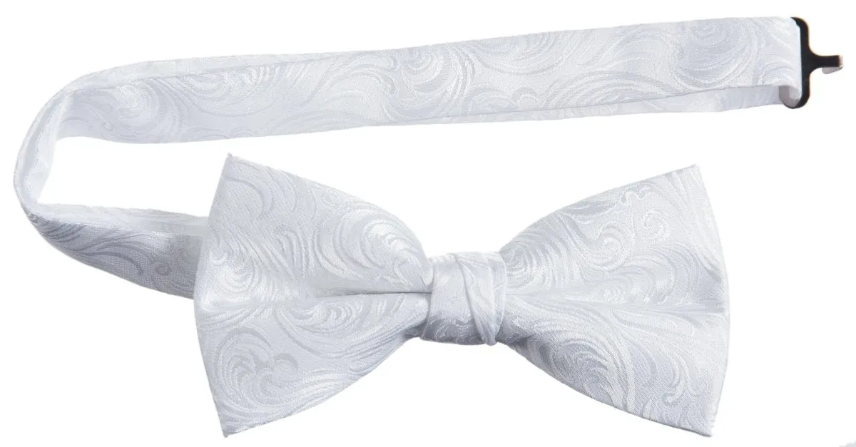 Pre-tied Adjustable Bow Tie of Satin Paisley Jacquard