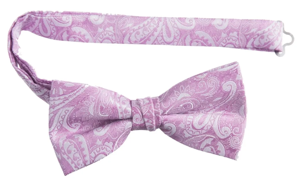 Pre-tied Adjustable Bow Tie of Satin Paisley Jacquard