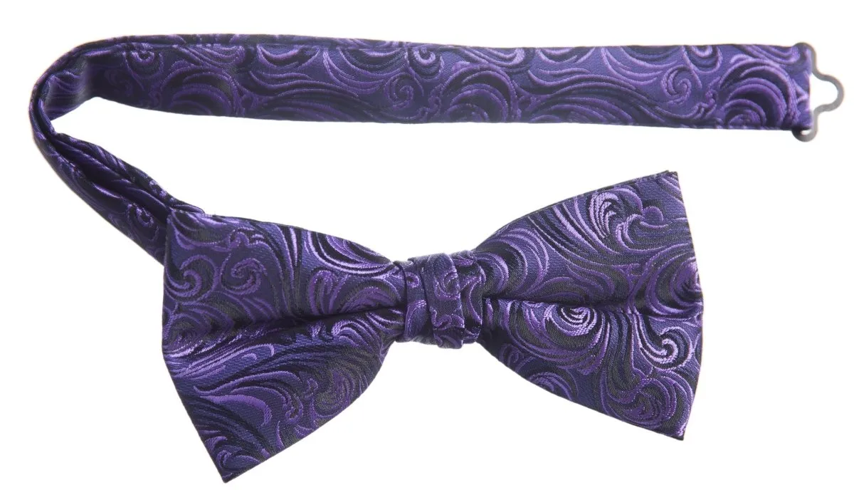 Pre-tied Adjustable Bow Tie of Satin Paisley Jacquard