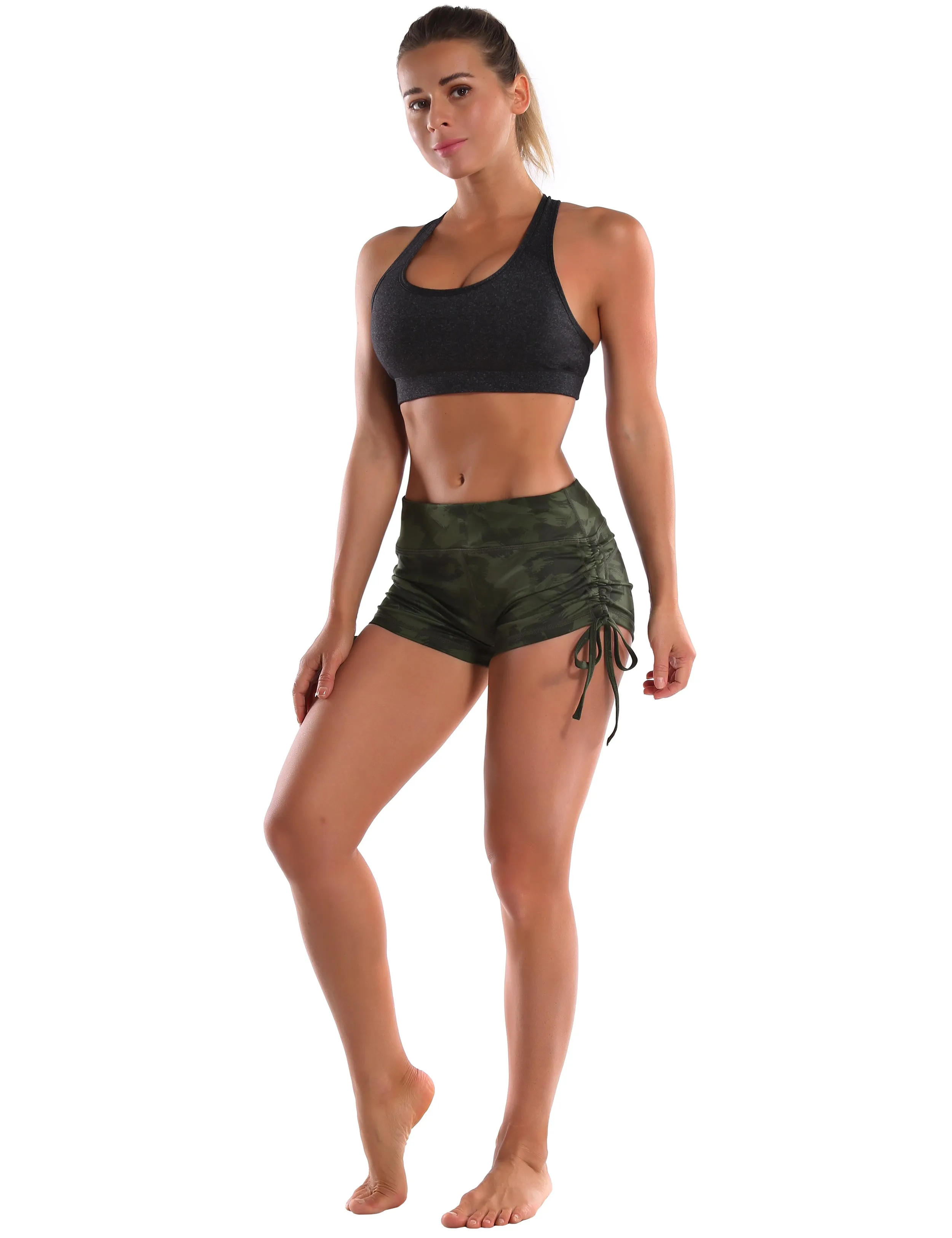 Printed Side Drawstring Hot Shorts green brushcamo