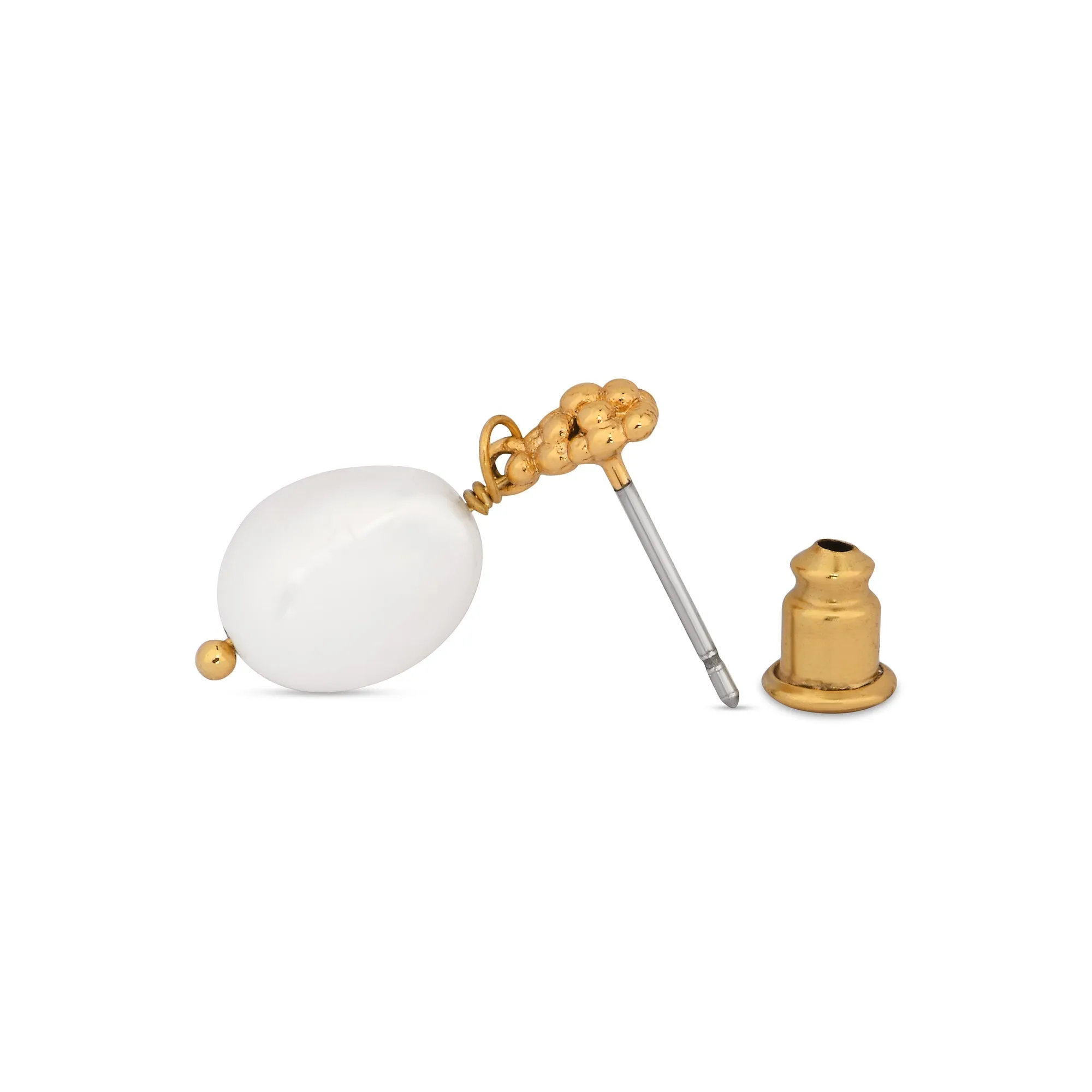 Real Gold-Plated Z Bobble Pearl Earrings