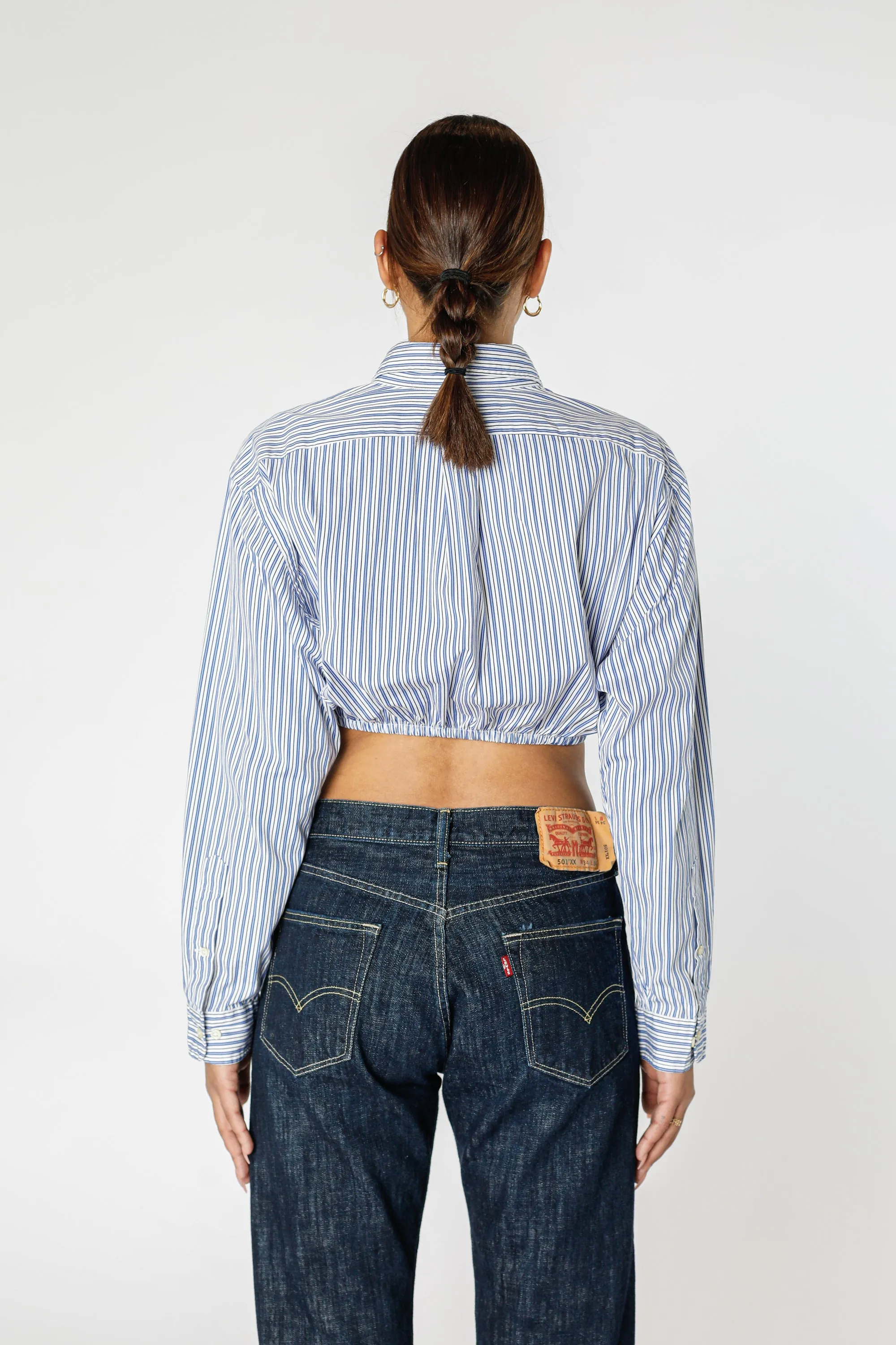 Rework Oxford Cinch Crop Shirt - M