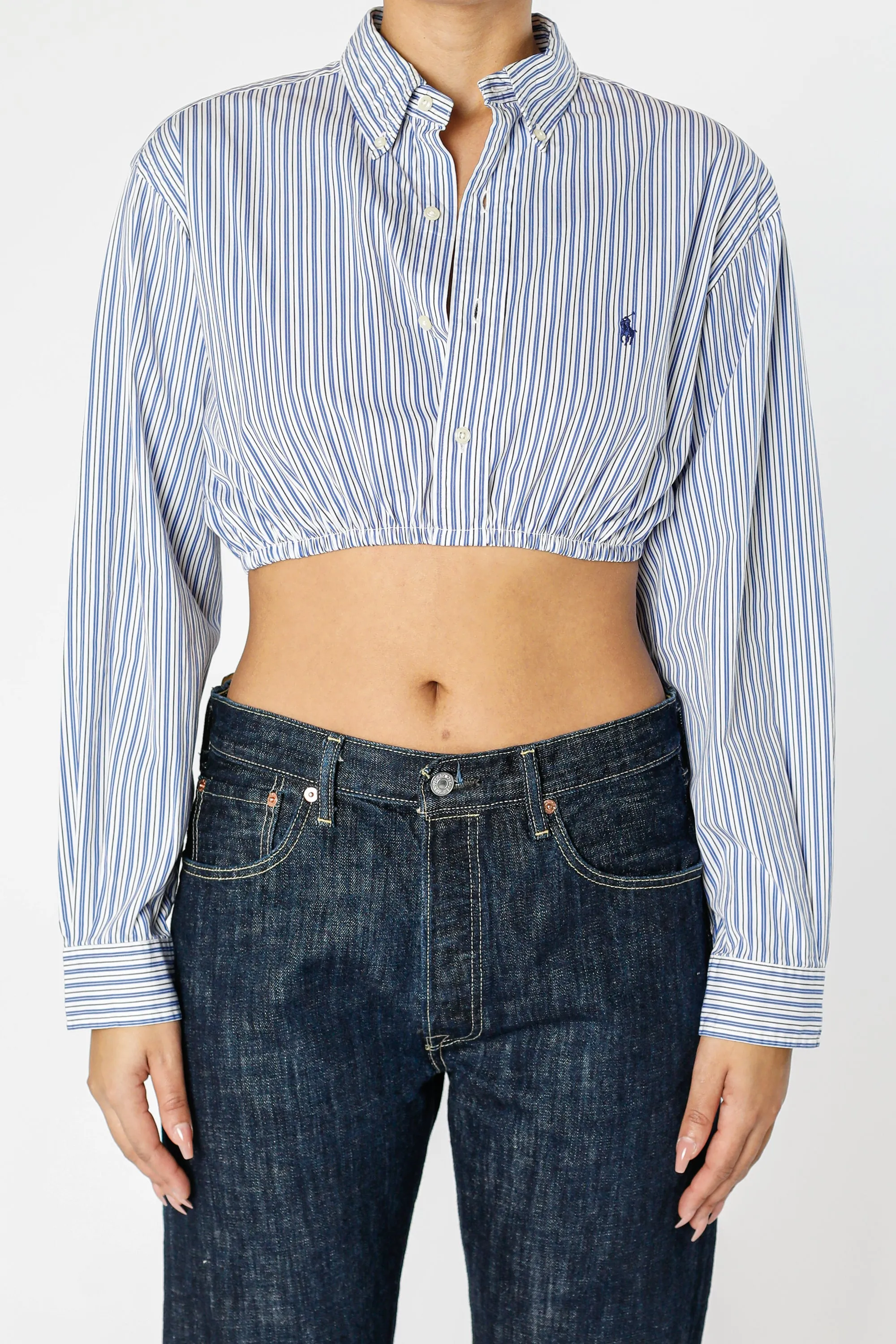 Rework Oxford Cinch Crop Shirt - M