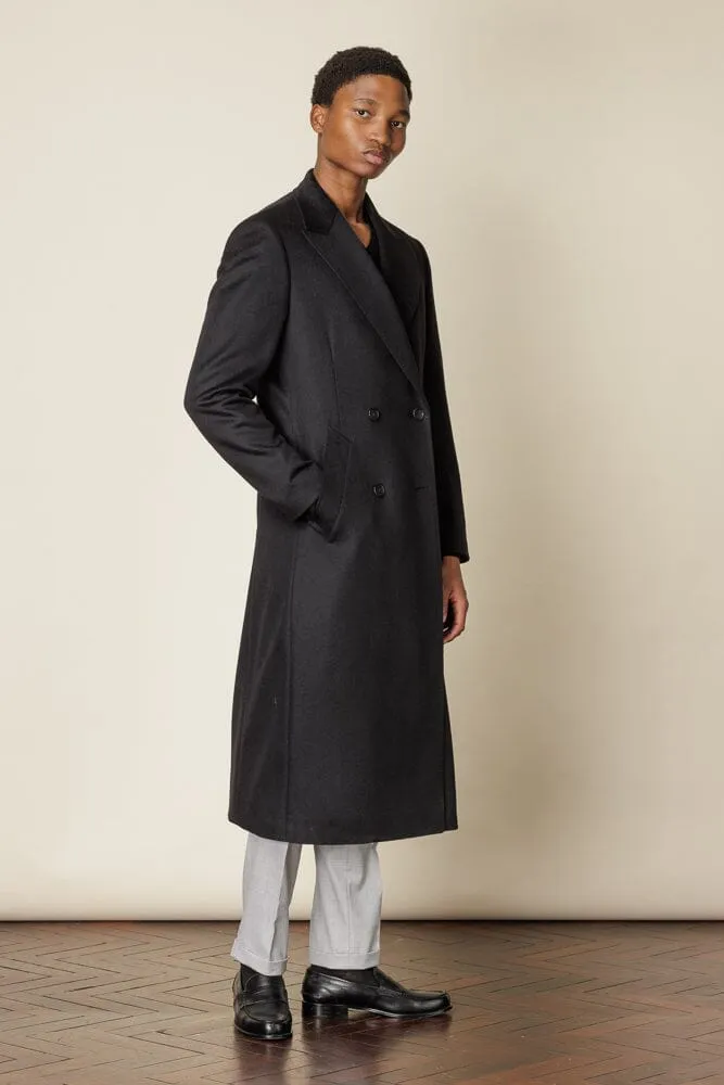 (RTW) Double Breasted Broad Peak Coat  - Black Wool