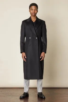 (RTW) Double Breasted Broad Peak Coat  - Black Wool