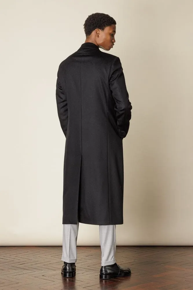 (RTW) Double Breasted Broad Peak Coat  - Black Wool