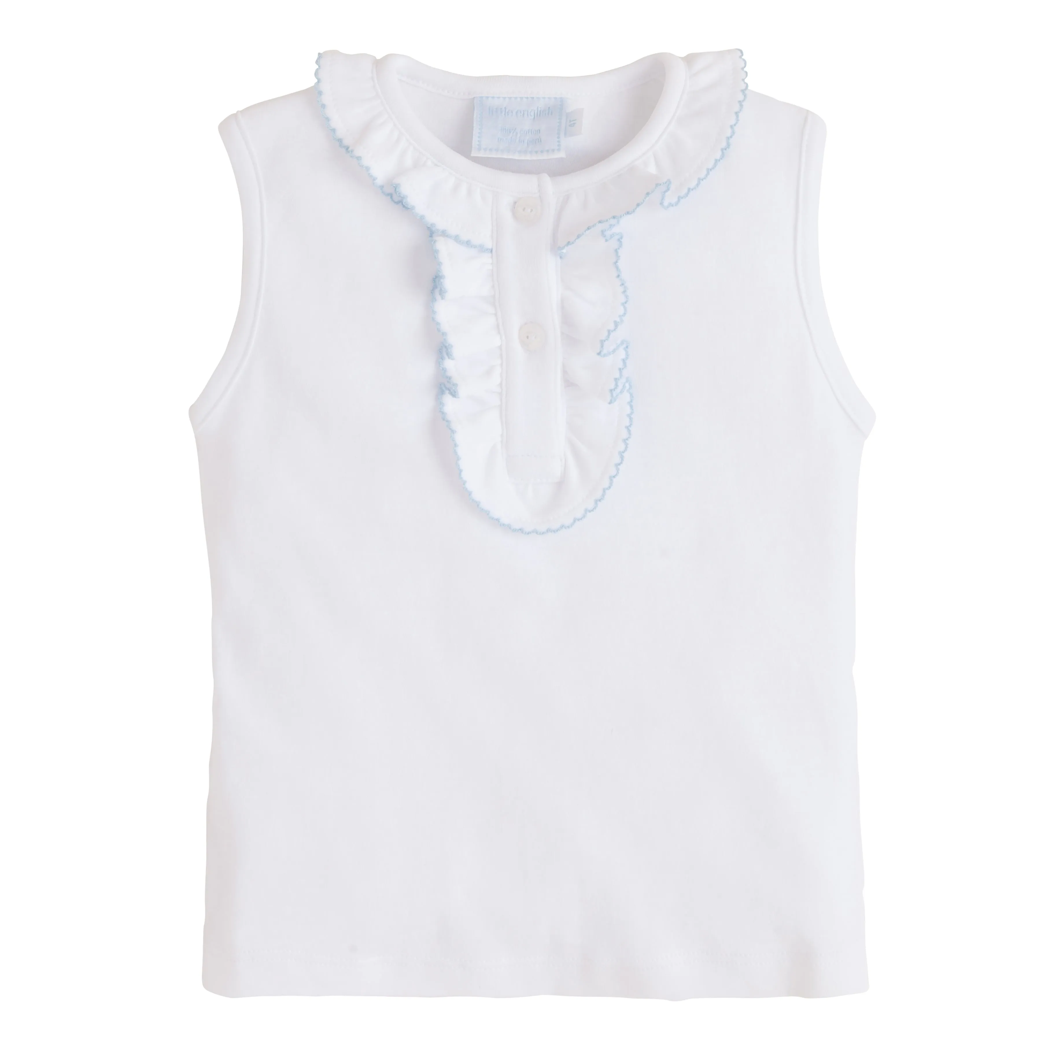 Ruffled Henley - Light Blue