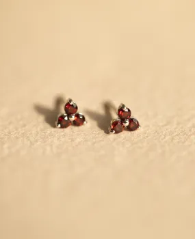 *SAMPLE SALE* Garnet Large Fleur Studs Silver