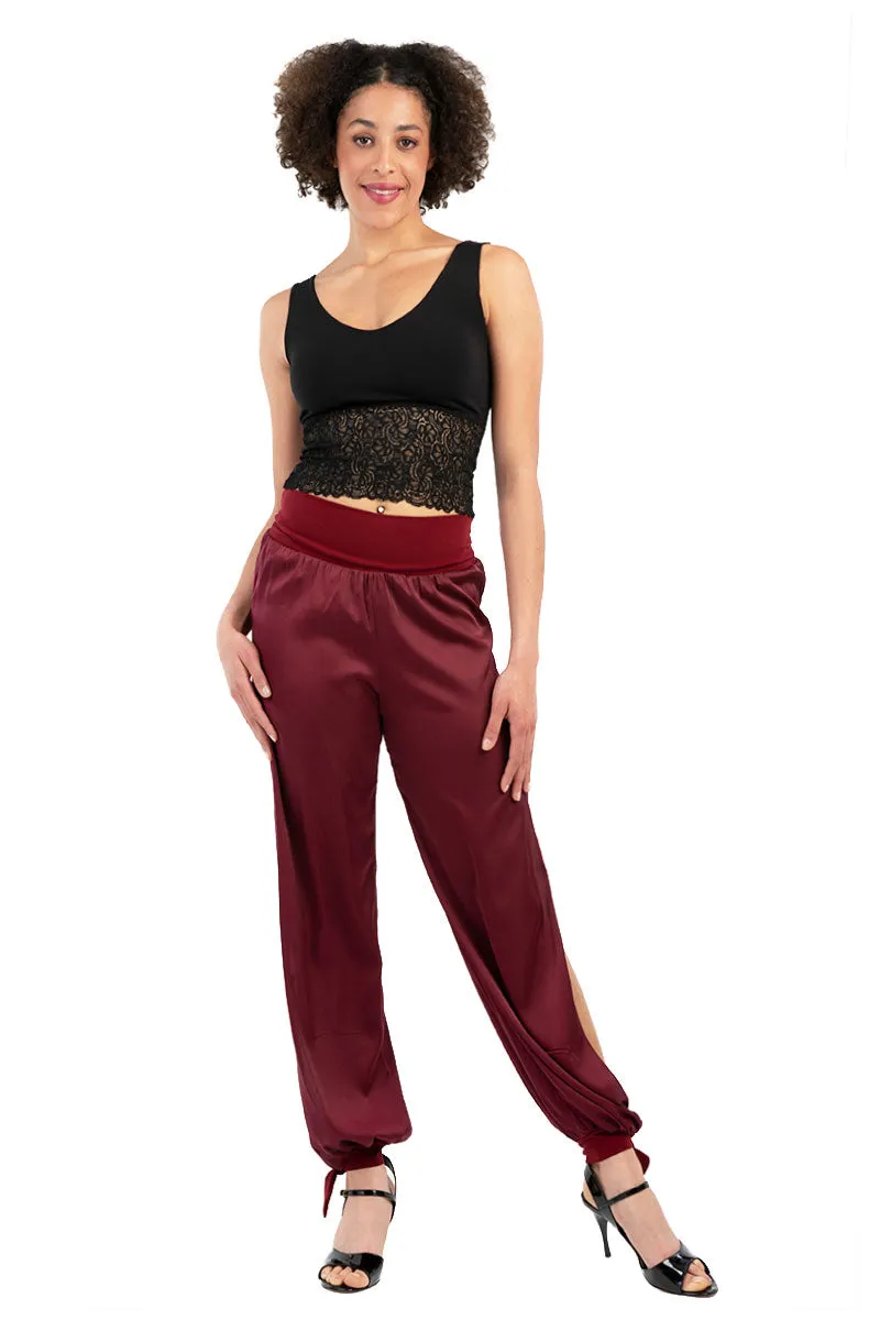 Satin Pants With Adjustable Cuffs