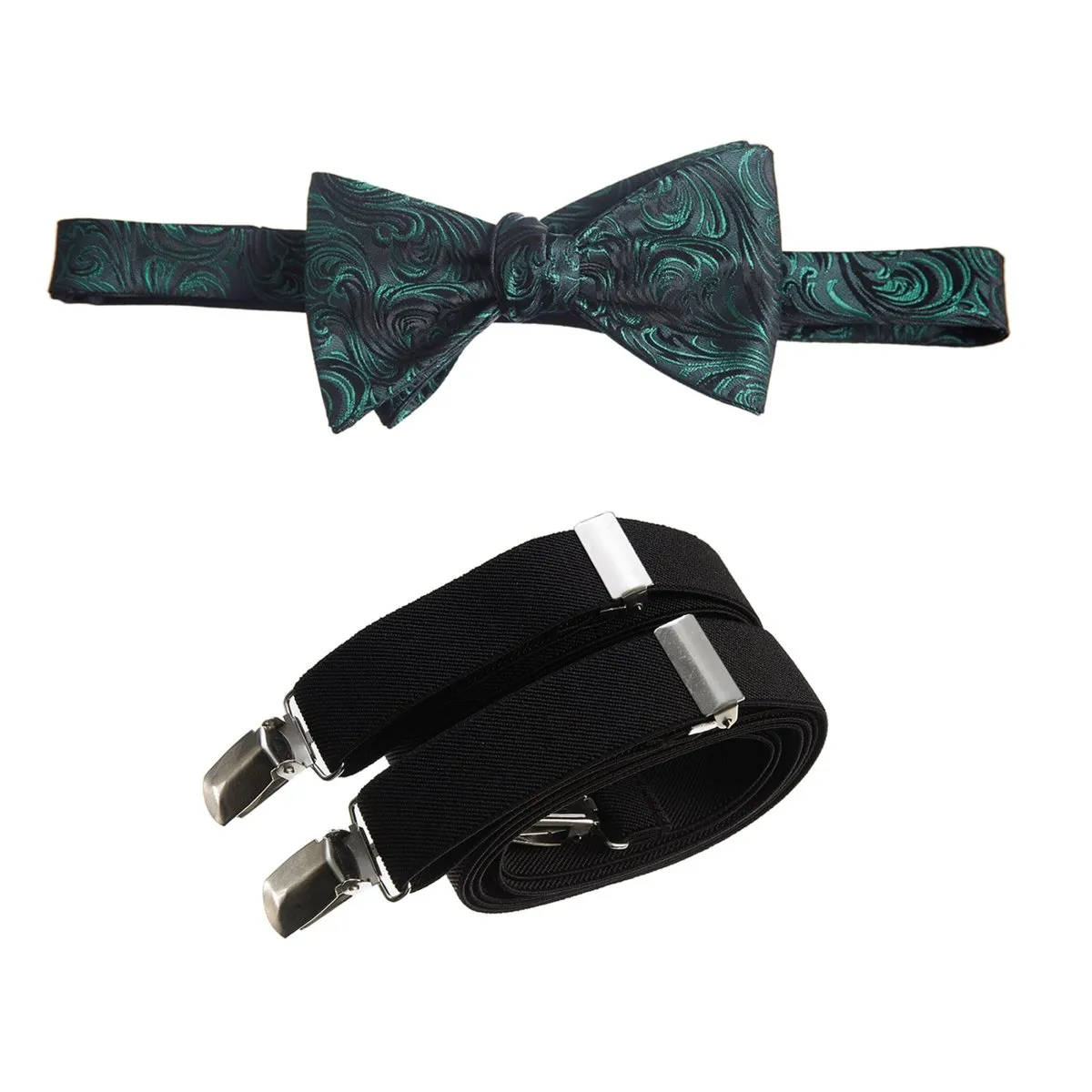 Self Tie Bow Tie Paisley Jacquard and Adjustable Stretch Suspender Sets