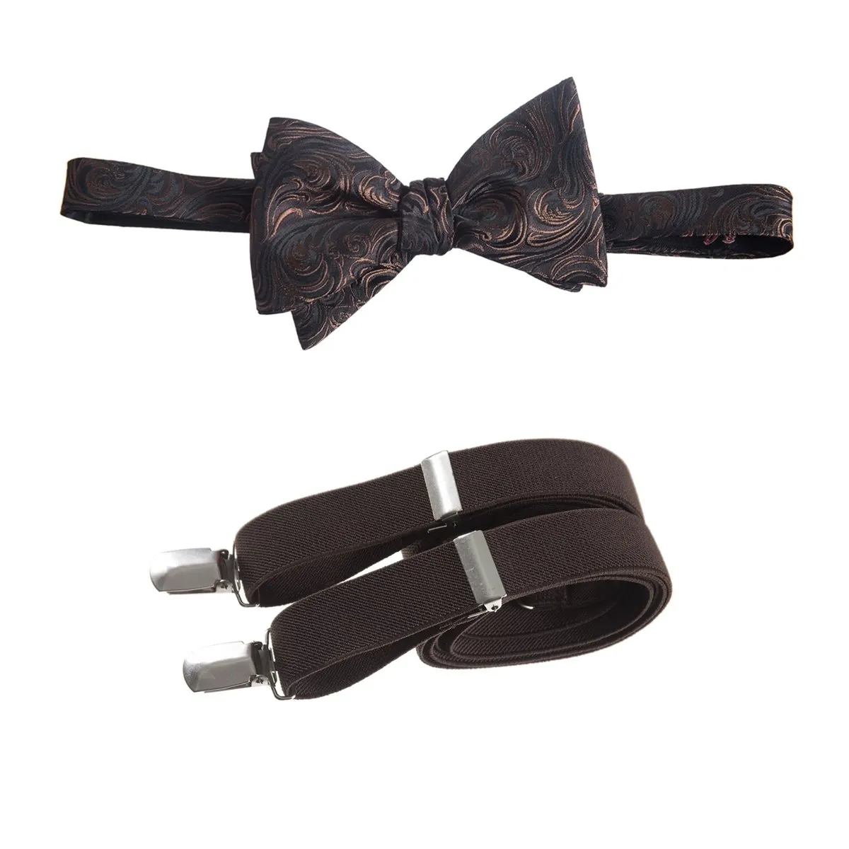 Self Tie Bow Tie Paisley Jacquard and Adjustable Stretch Suspender Sets