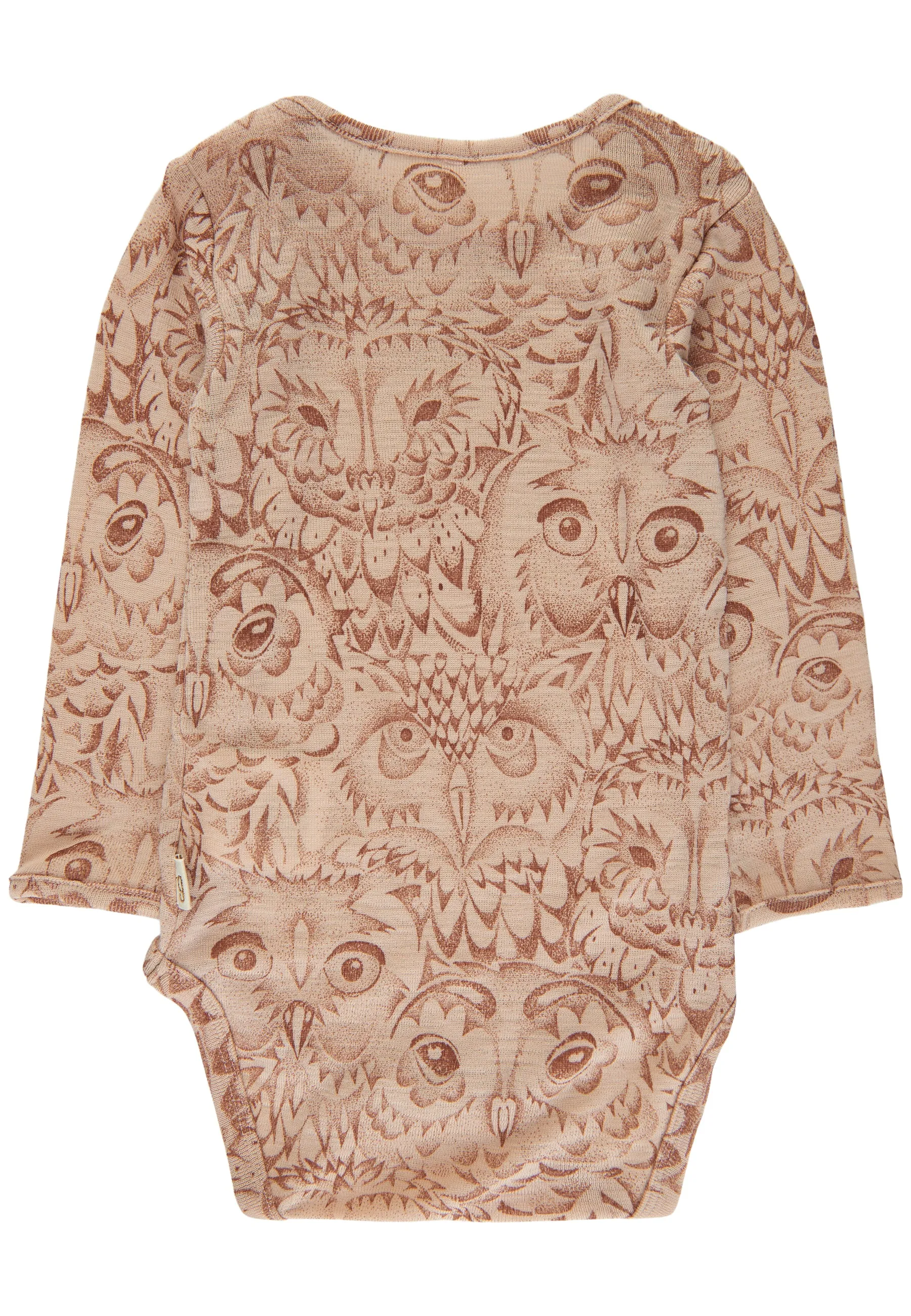 SGBBob Baby Owl Wool Bodysuit - Cuban Sand