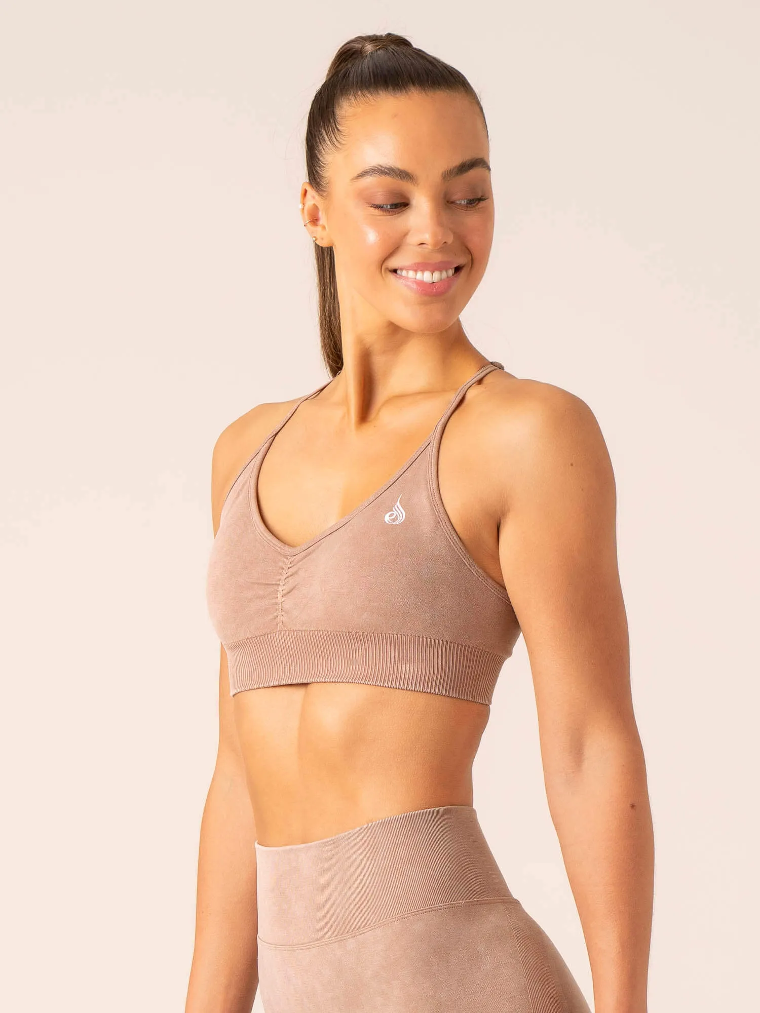 Stonewash Seamless Sports Bra - Tan Stonewash