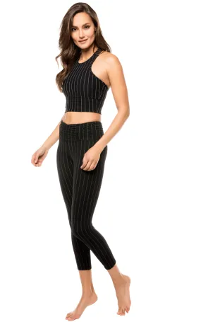 Strut This Hudson Crop Legging Black Pinstripe