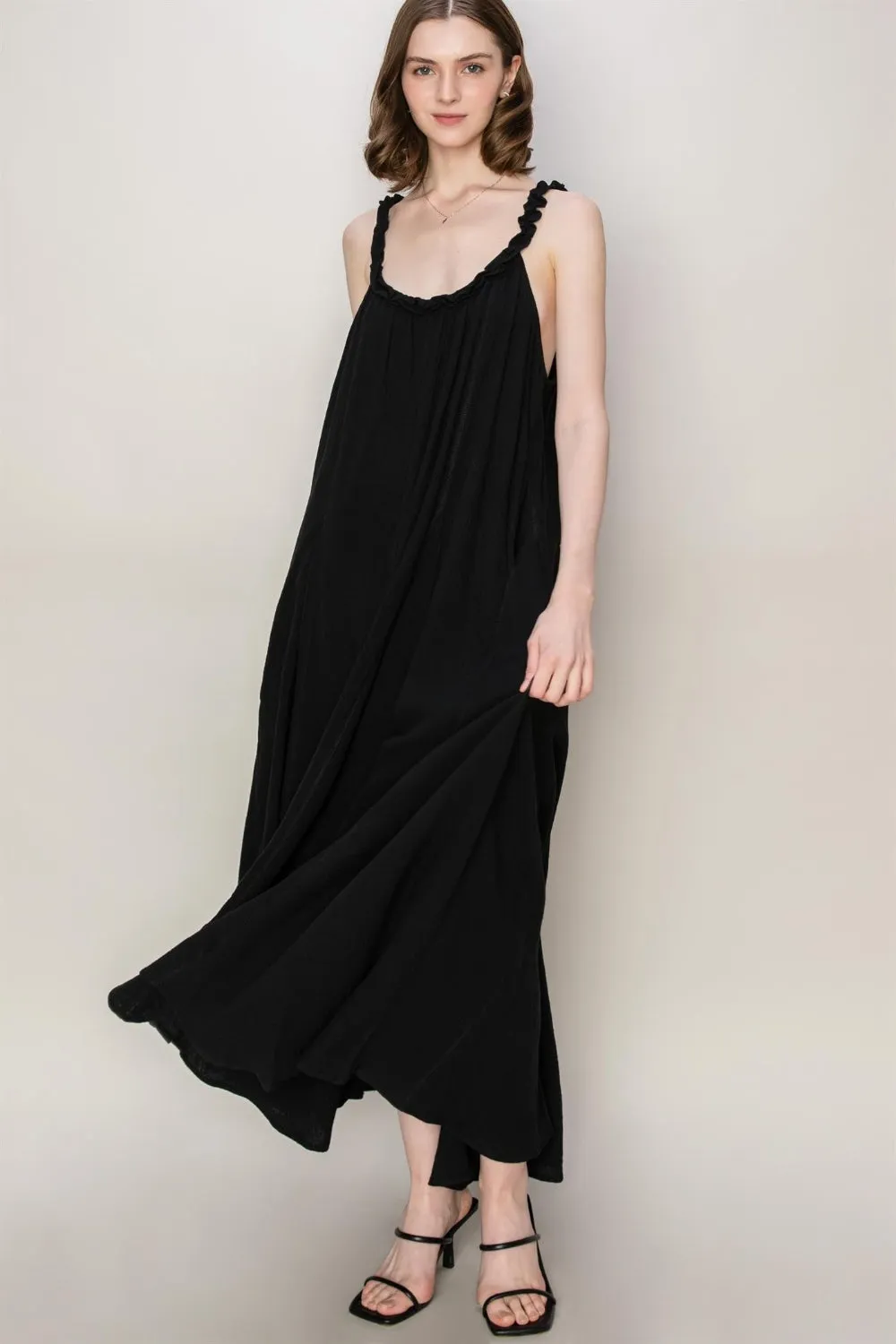 Sunset Vacation HYFVE Frill Sleeveless A-Line Maxi Dress