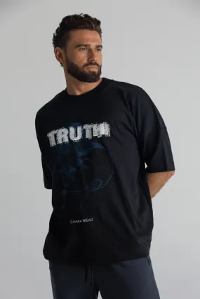 T-shirt mski oversize TRUTH - czarny