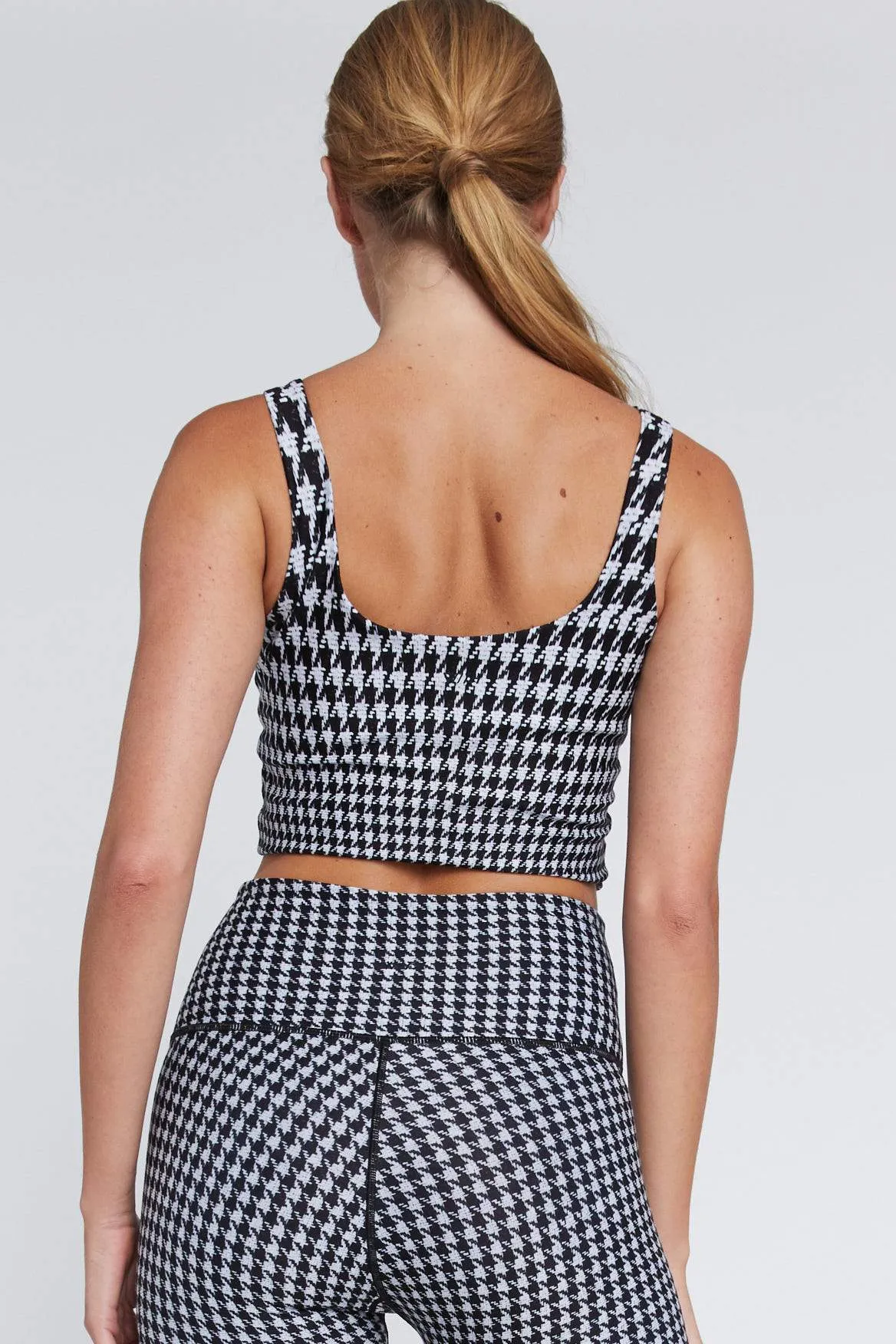 Thalia Cropped Tank Black And White Houndstooth