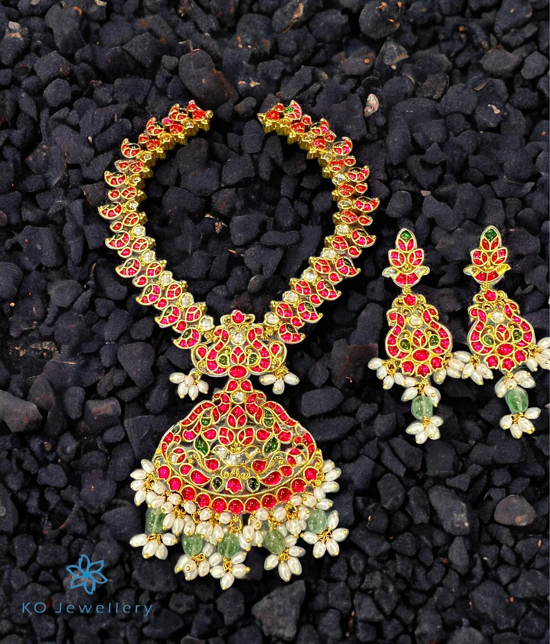 The Chinmaya Silver Kundan-Jadau Necklace & Earrings