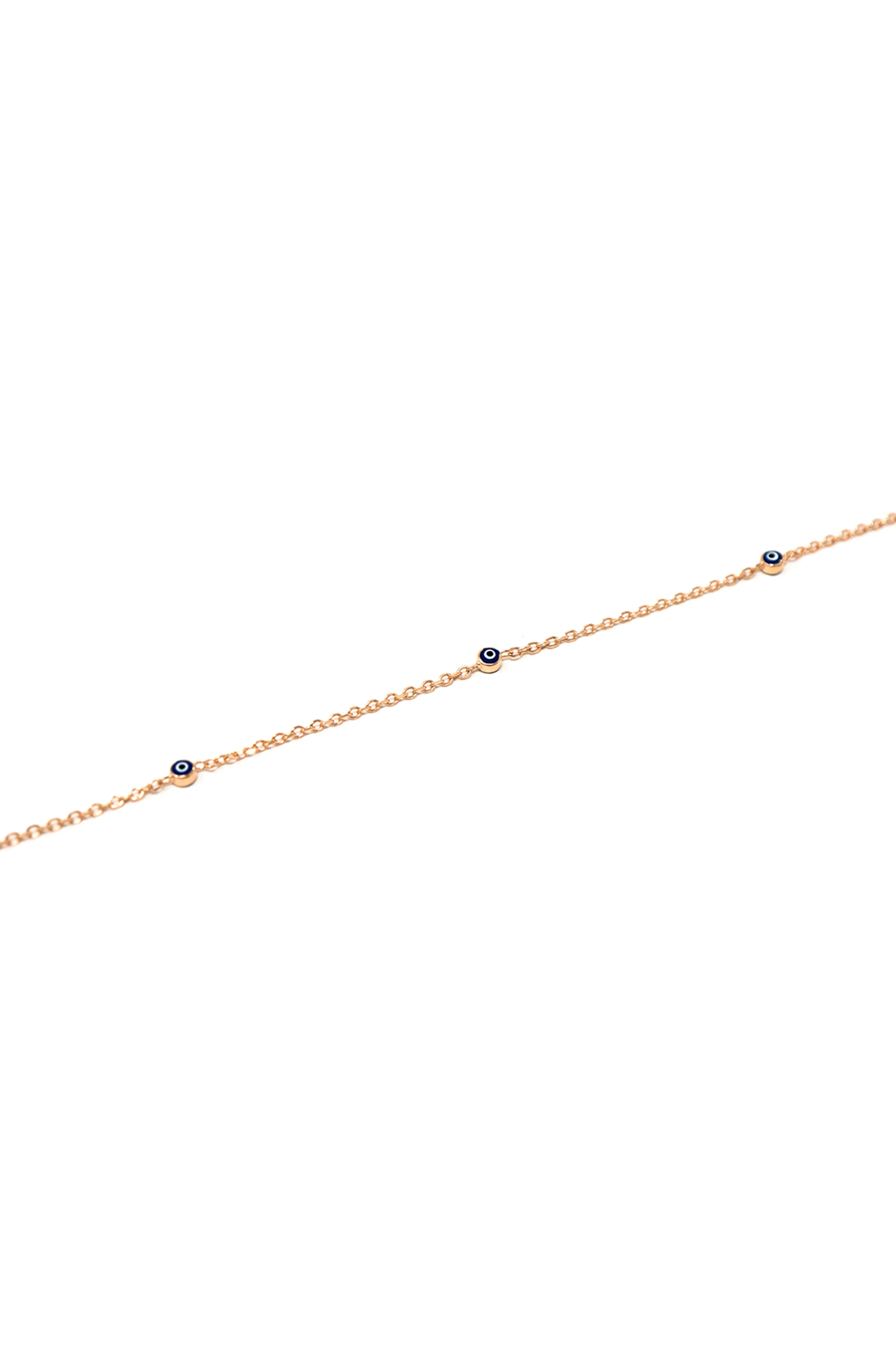 Tiny Stationed Evil Eye Rose Gold Plated Sterling Silver Chain Bracelet