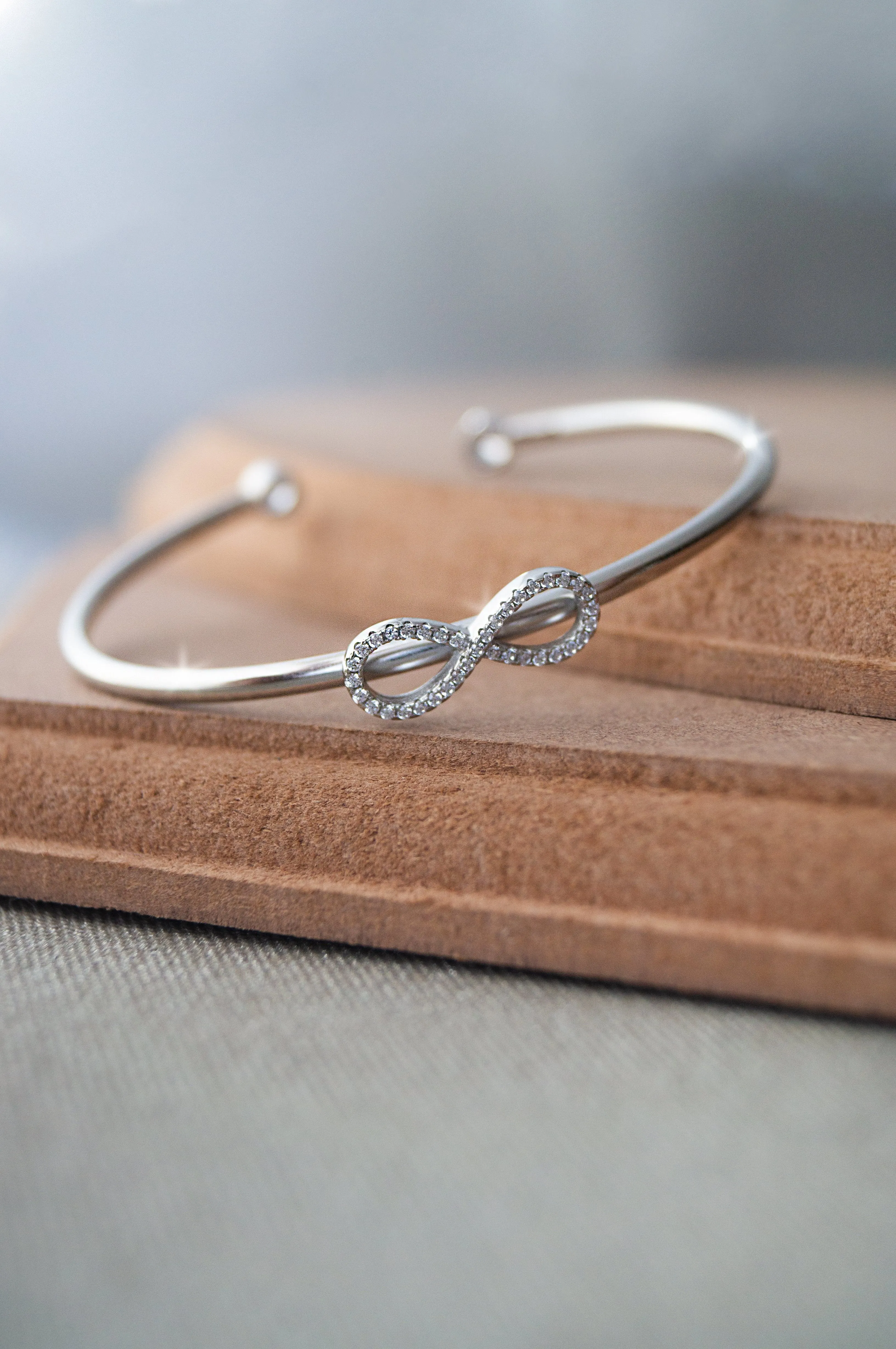 Trendy Infinity Sterling Silver Adjustable Bracelet