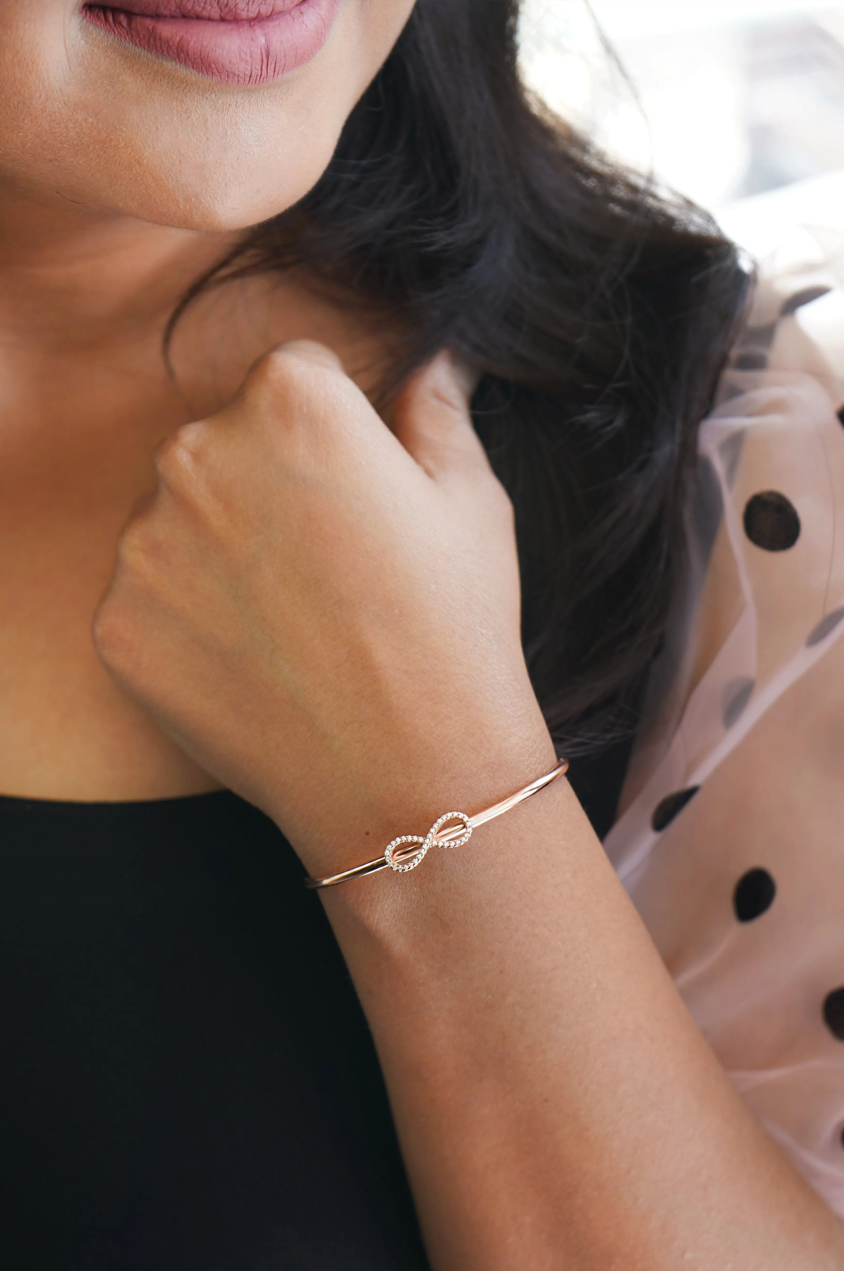 Trendy Infinity Sterling Silver Adjustable Bracelet