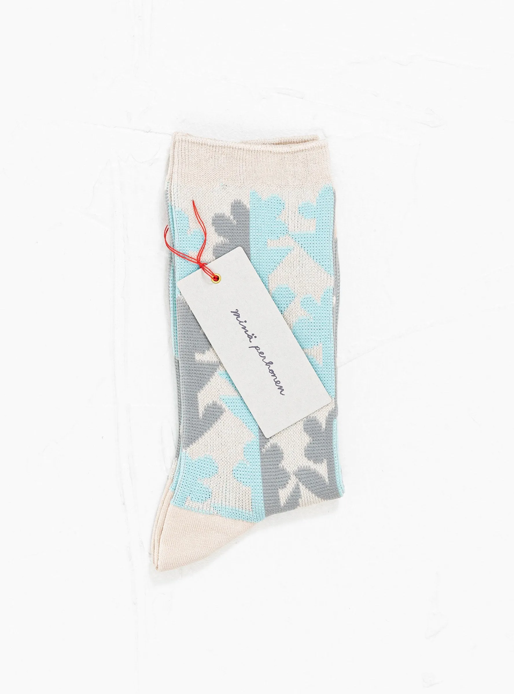 Twin Flower Socks Light Beige