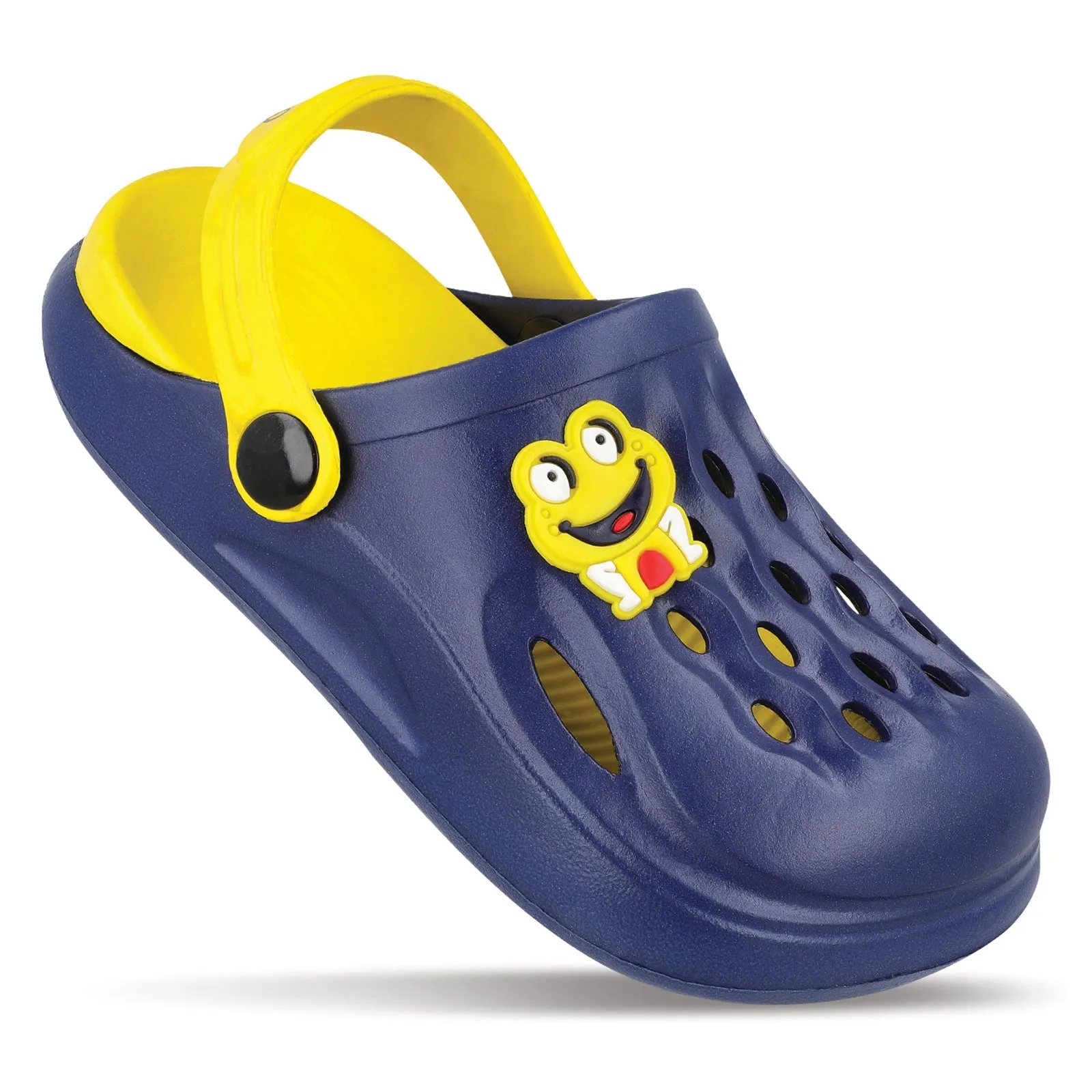 Walkaroo Basix Kids Solid Clog Sandals  - WK360 Navy Blue Yellow