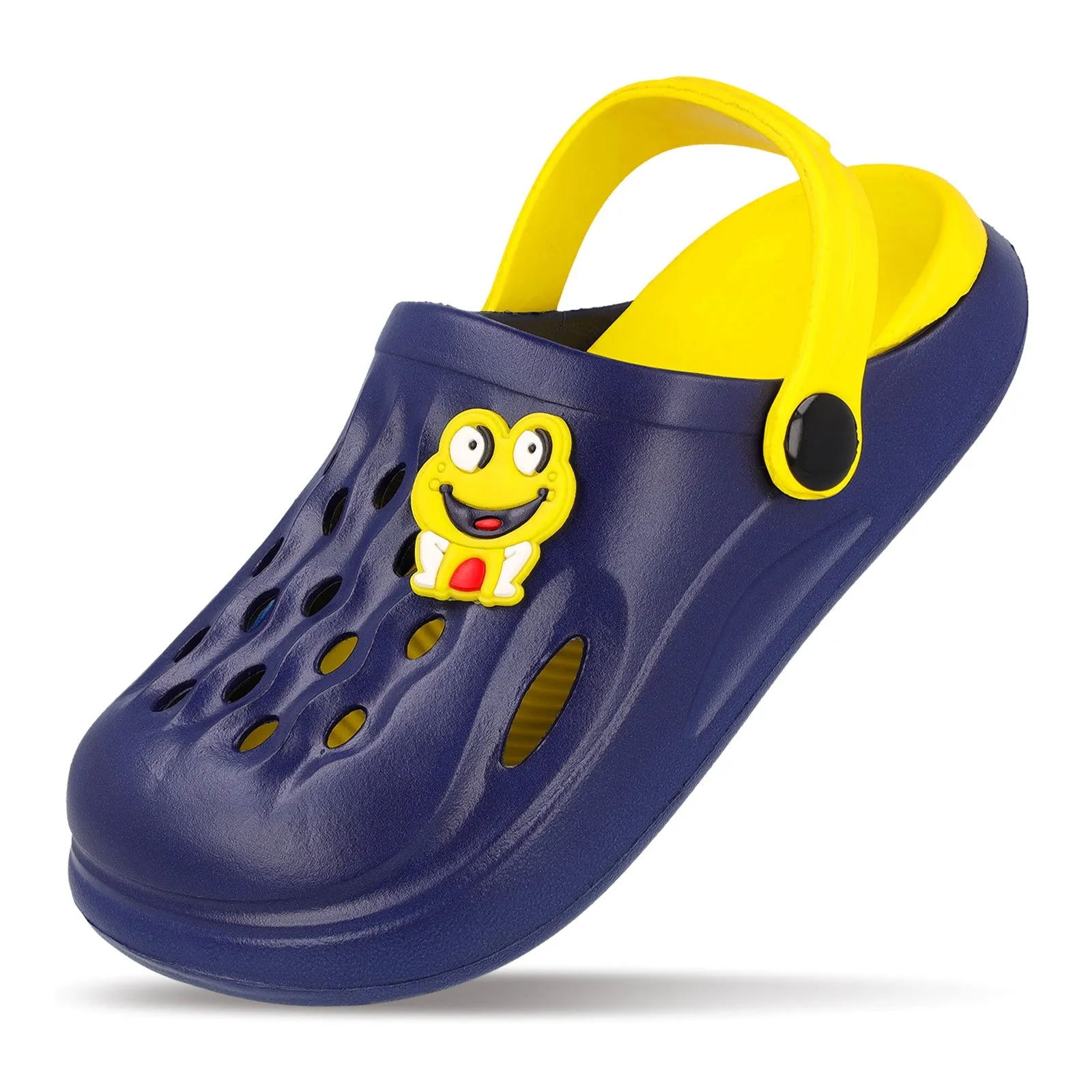 Walkaroo Basix Kids Solid Clog Sandals  - WK360 Navy Blue Yellow